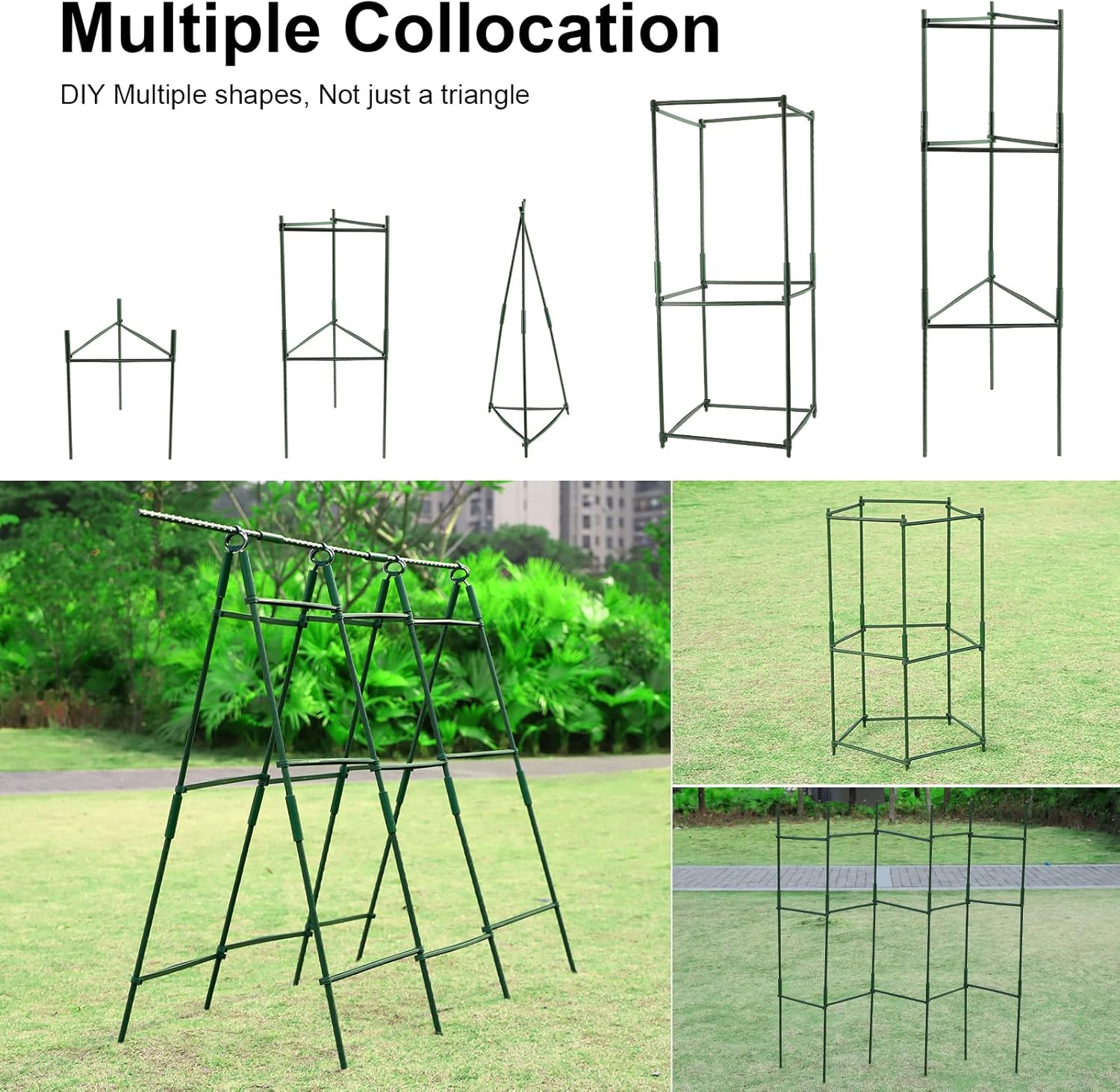 3 Sets Tomato Supports Cages, Garden Plant Support for Climbing Plants Vegetables Flowers, with 20 Clips and 50 Twist Tie, 30Meters Rope image number 6