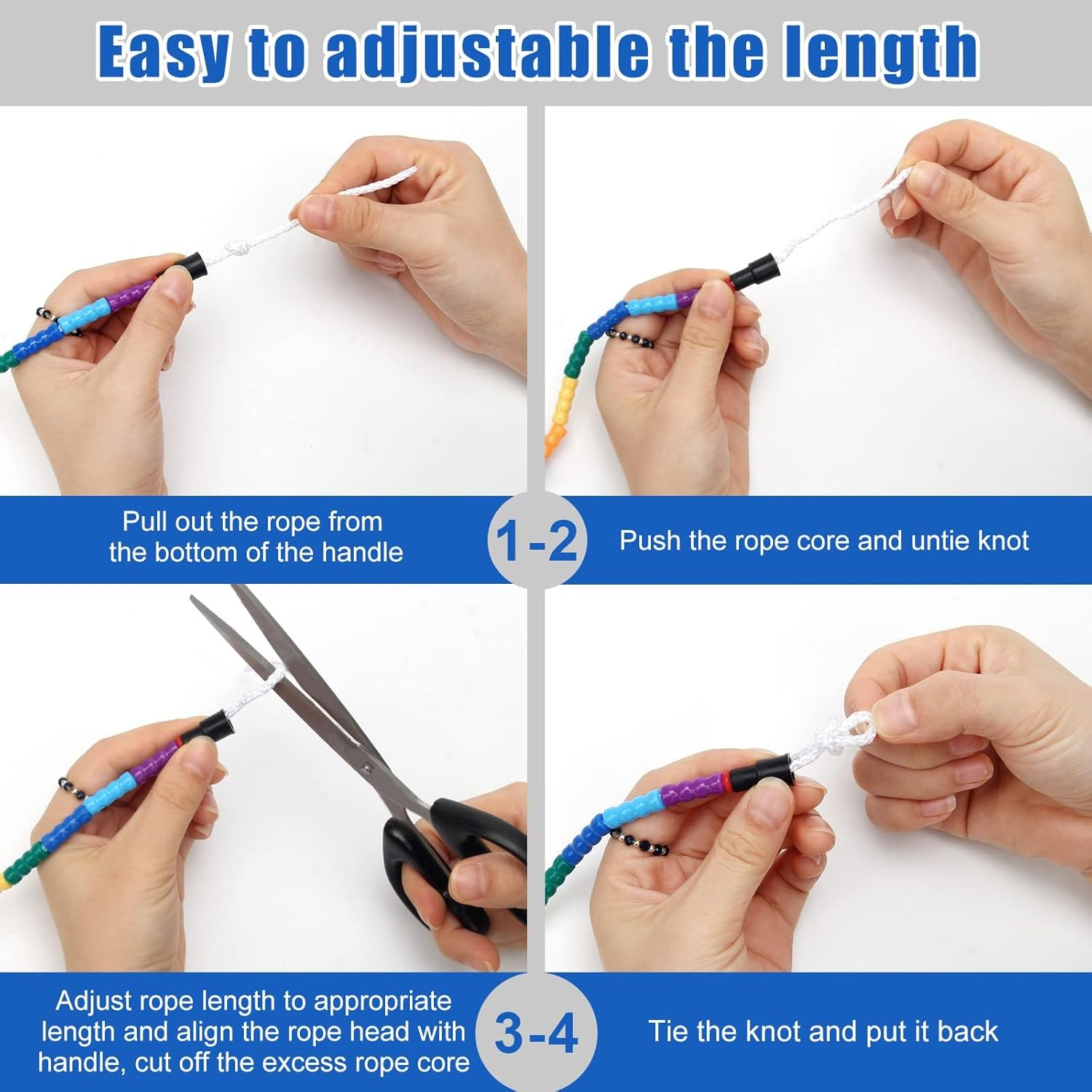 Extra Long 16Ft Jump Rope Double Dutch under Set Plastic Adjustable Segmented Bead 3 Person Old School Playground Kid Girl Child Adult Big Large Thick Skip Outdoor Fitness Chinese outside Sport 2 Pack image number 2