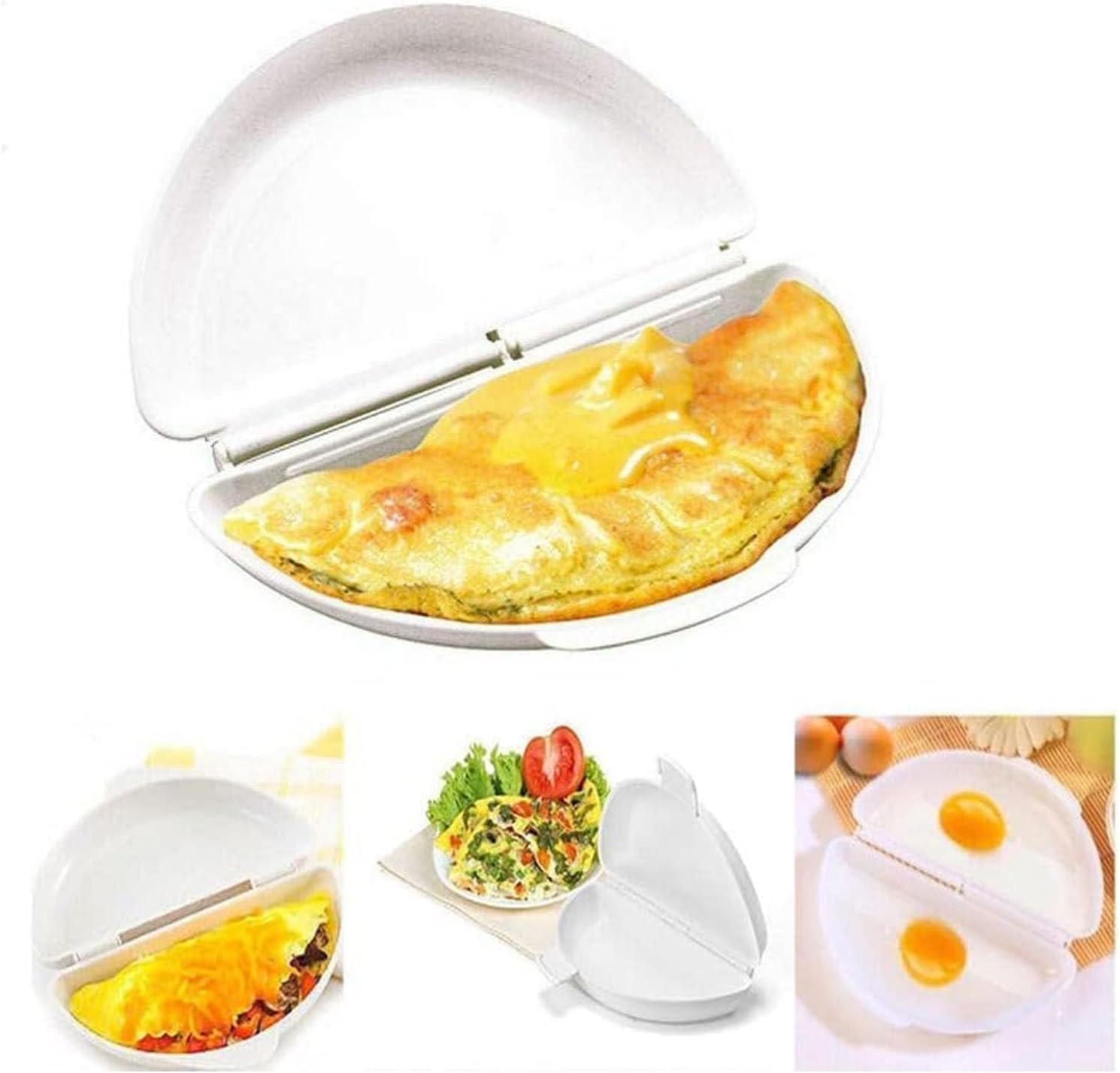 Paifeancodill Microwave Egg Omelette Pan Maker Microwavable Cooker, High-Heat Resistant Egg Poacher Cooker for Microwave, 2 Cavity Egg Poacher Set, Plastic Quick Egg Maker, Egg Poacher for Sandwiches image number 2