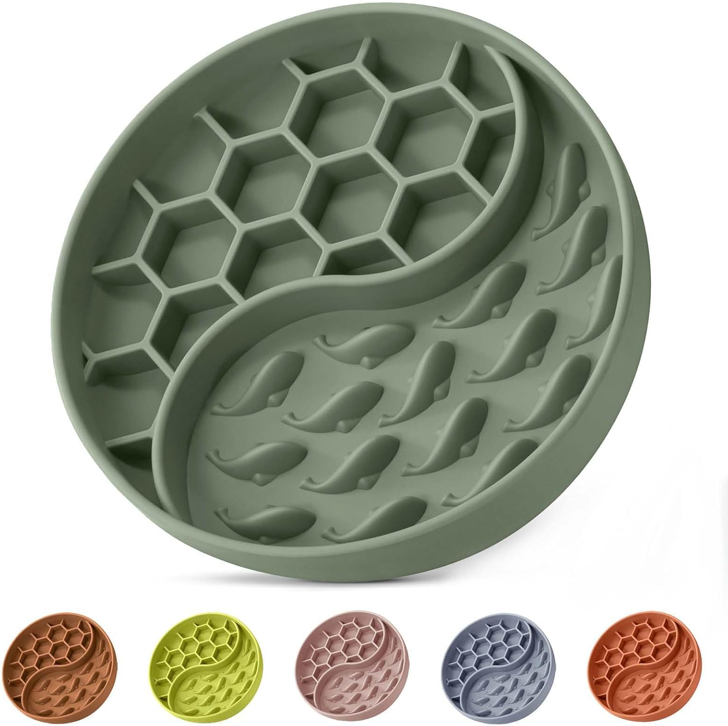 Slow Feeder Dog Bowls, Silicone Pet Food Bowls with Suction Cups, Non-Slip Dog Feeding Slow down Pet Eating Speed for Fast Eaters, Anxiety Relief & Fun Added (Orange)