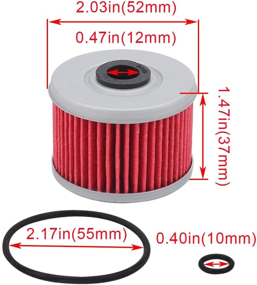 Tvent 3 Packs HF113 Oil Filter 15412-HM5-A10 with O-Rings Fit for TRX420 ATC350X TRX250 TRX300 TRX350 TRX400EX TRX420FE TRX450ES TRX500FE XL250R XL350R XL600R XR200R XR250R XR350R Foreman 500 image number 1