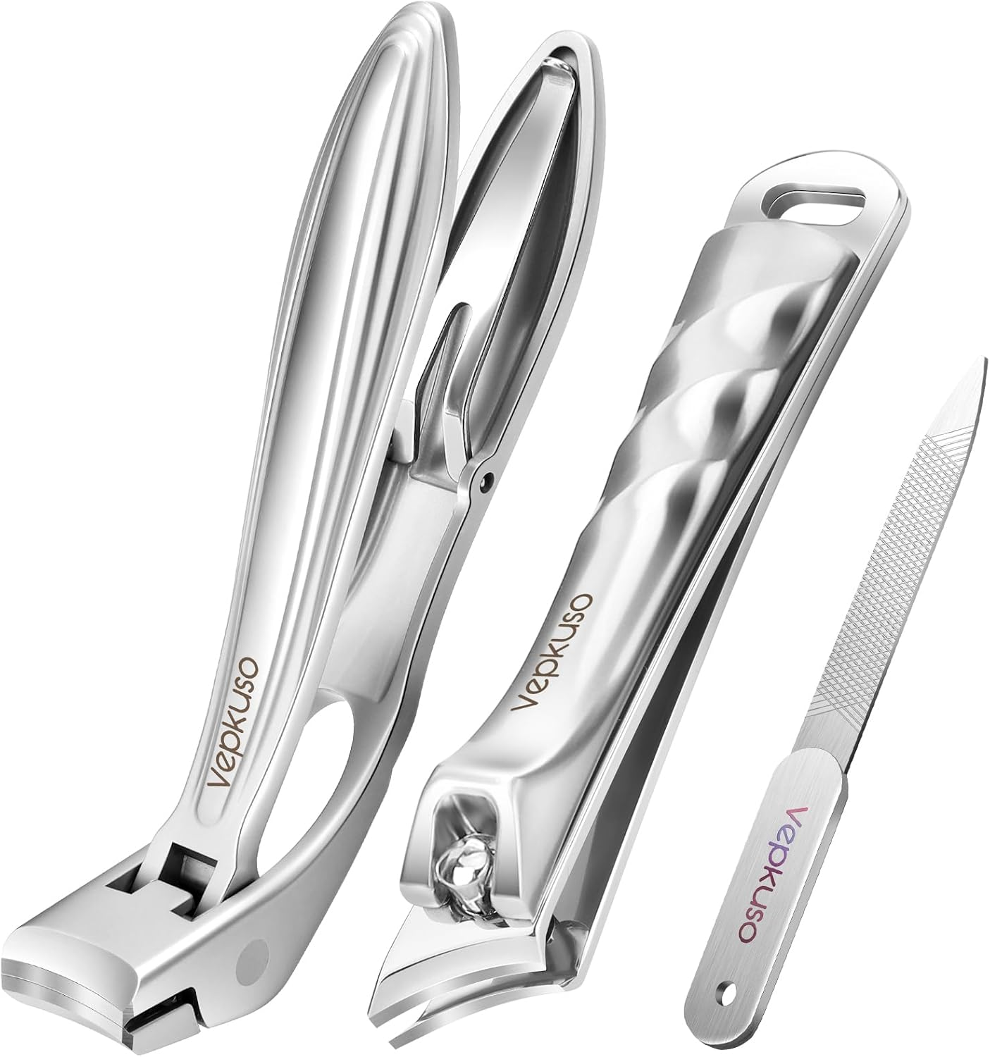 Vepkuso Nail Clippers&Toenail Clippers for Thick Nails for Seniors | Toe Nail Clippers Set for Ingrown Nails for Men | Manicure Kit &Nail Cutter for Women (Sliver(Ac)) image number 5