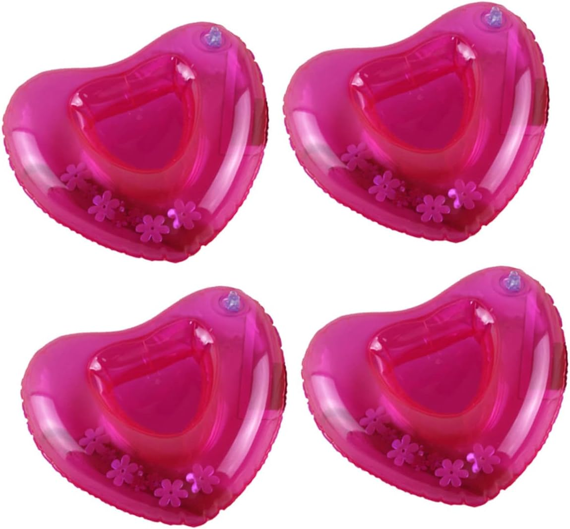 KICHOUSE 8Pcs Rosy Heart Shape Floating Drink Holder Inflatable for Beach Party Decor image number 3