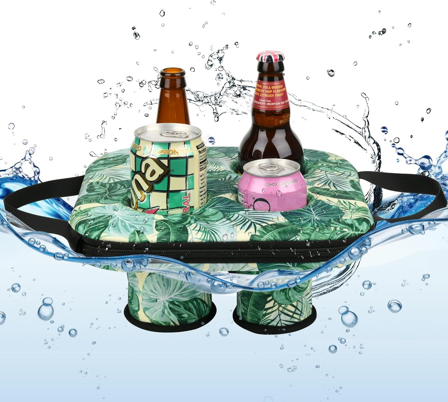 Cosmos Floating Drink Holder Pool Beverage Float Cup Coaster Non-Inflatable Floating Refreshment Drink Tray Holds 4 Pcs Beer Can/Bottle/Coffee Cup/Tumbler for Beach Hot Tub Pool Party Water Fun image number 5