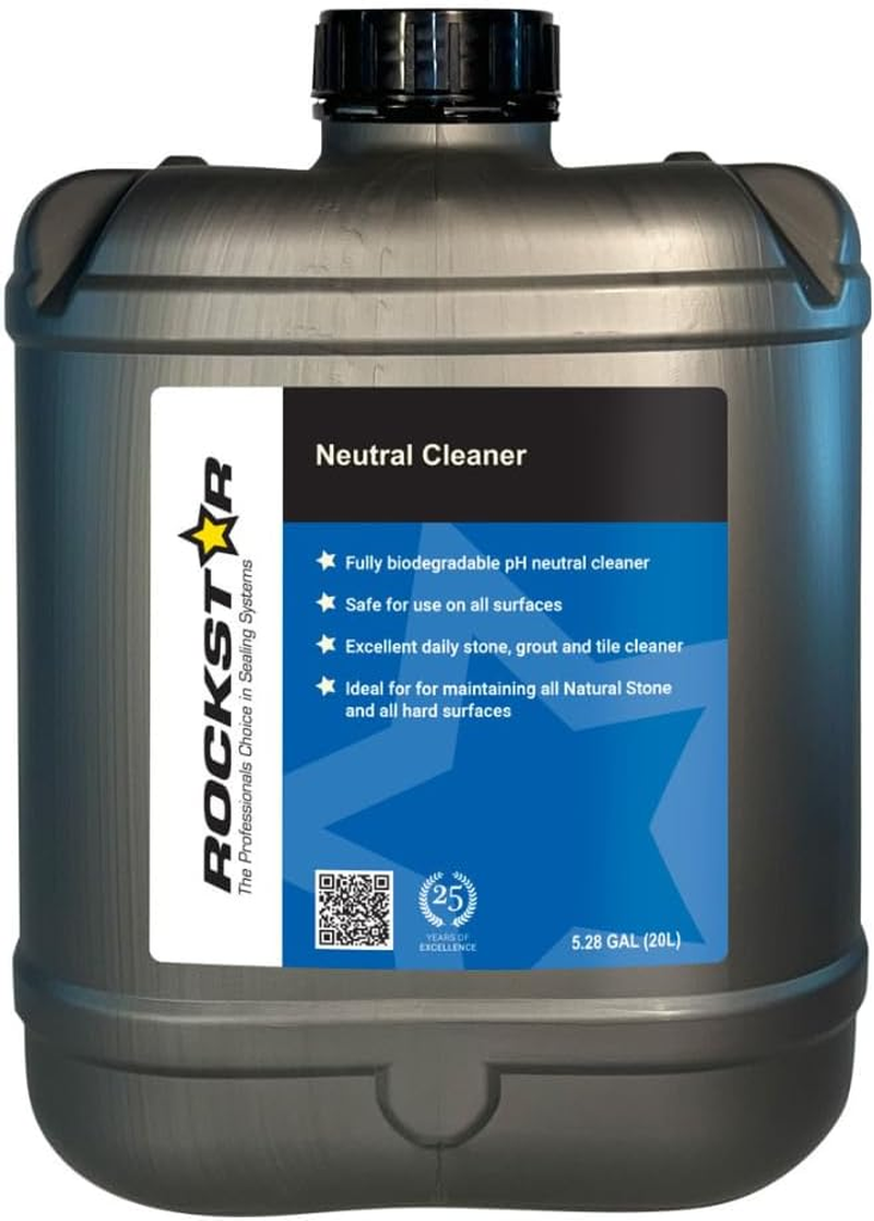 Rockstar NEUTRAL CLEANER 5L, Fully Biodegradable Ph Neutral. Maintain Sealed Natural Stone, Concrete, Terrazzo, Sandstone & Glazed Ceramic Tiles - Excellent for Daily Stone, Grout & Tile Cleaning