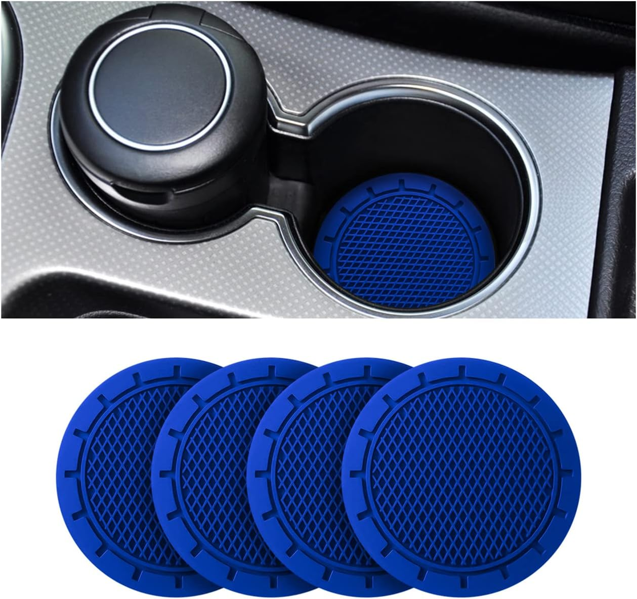 4 Pack Car Cup Holder Coaster, 2.75 Inch Diameter Non-Slip Universal Insert Coaster, Durable, Suitable for Most Car Interior, Car Accessory for Women and Men (Black)
