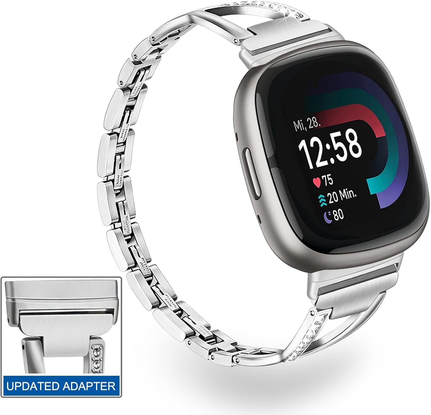 Trumirr Compatible with Fitbit Versa 4/Fitbit Versa 3/Fitbit Sense 2/Fitbit Sense Metal Bracelet for Women/Men, Stainless Steel Replacement Wristband image number 2