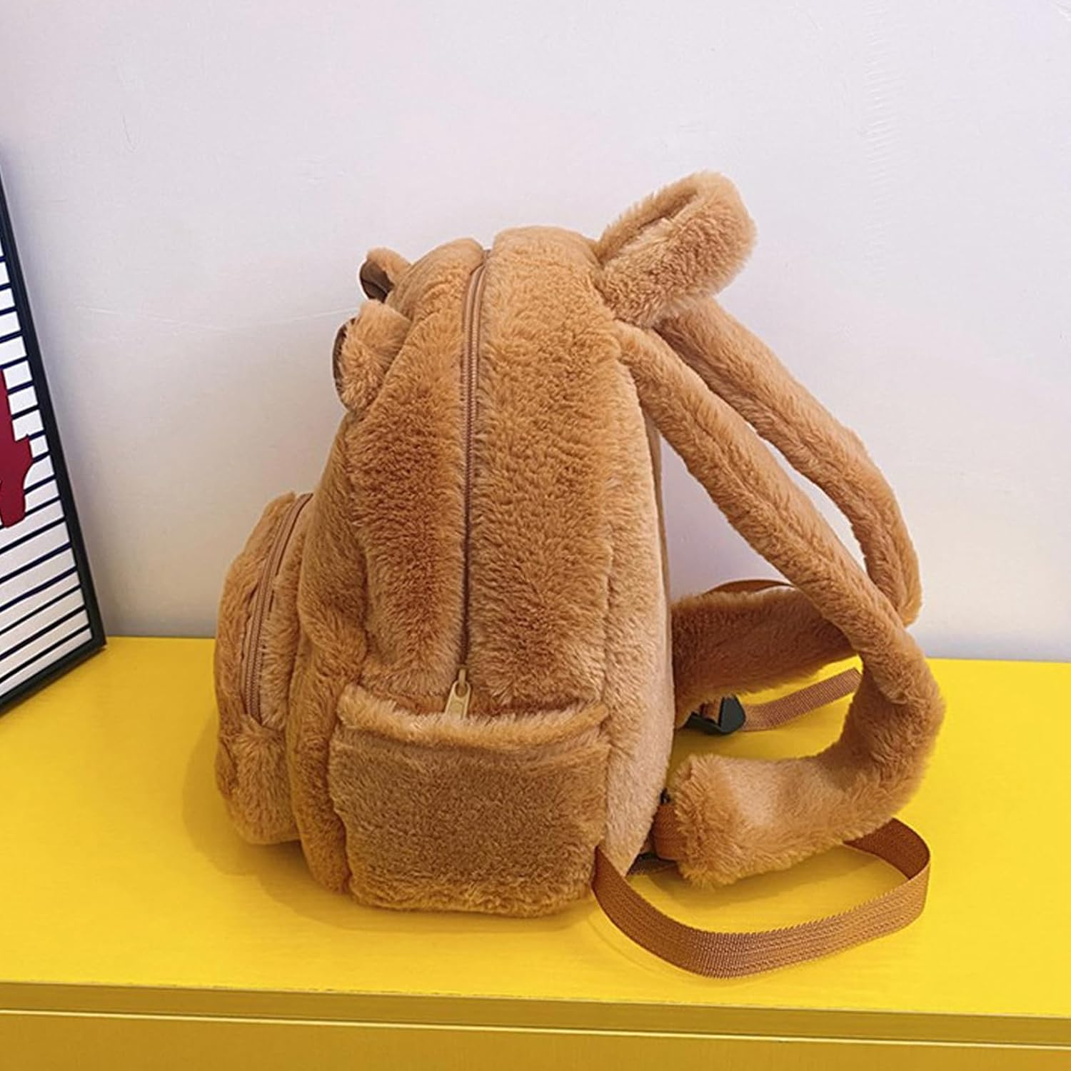 Capybara Backpack Bag | Capybara Plush Casual Bag Cute Animal Backpack | Soft School Bag with Keychain Shoulder Bag for Boys & Girls image number 5