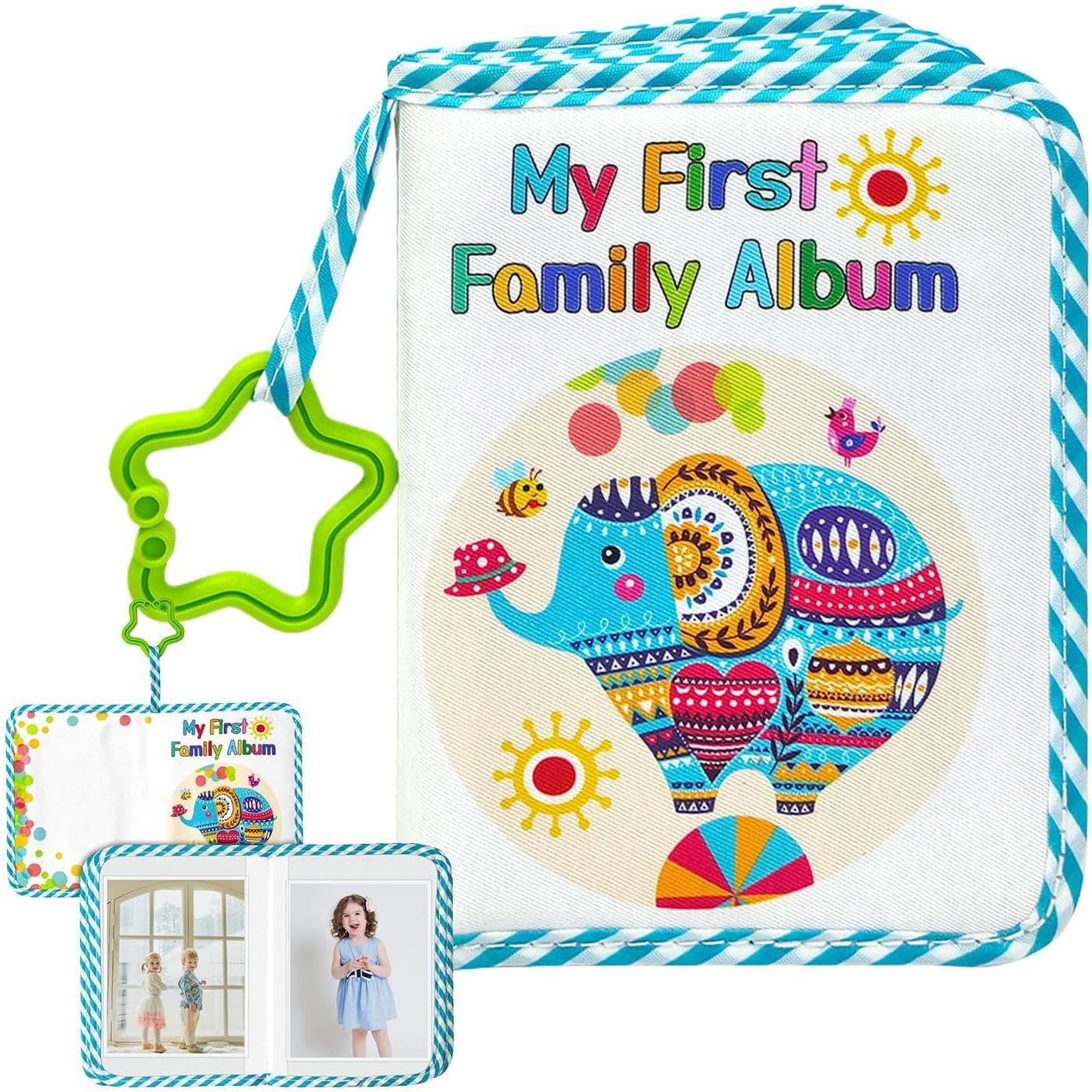 Baby Photo Album - Babies Photo Book Albums | Animal Pattern Soft Memory Books with Star Hook | Keepsake Record Books | Holds 17 Photos for Family New-Borns image number 2