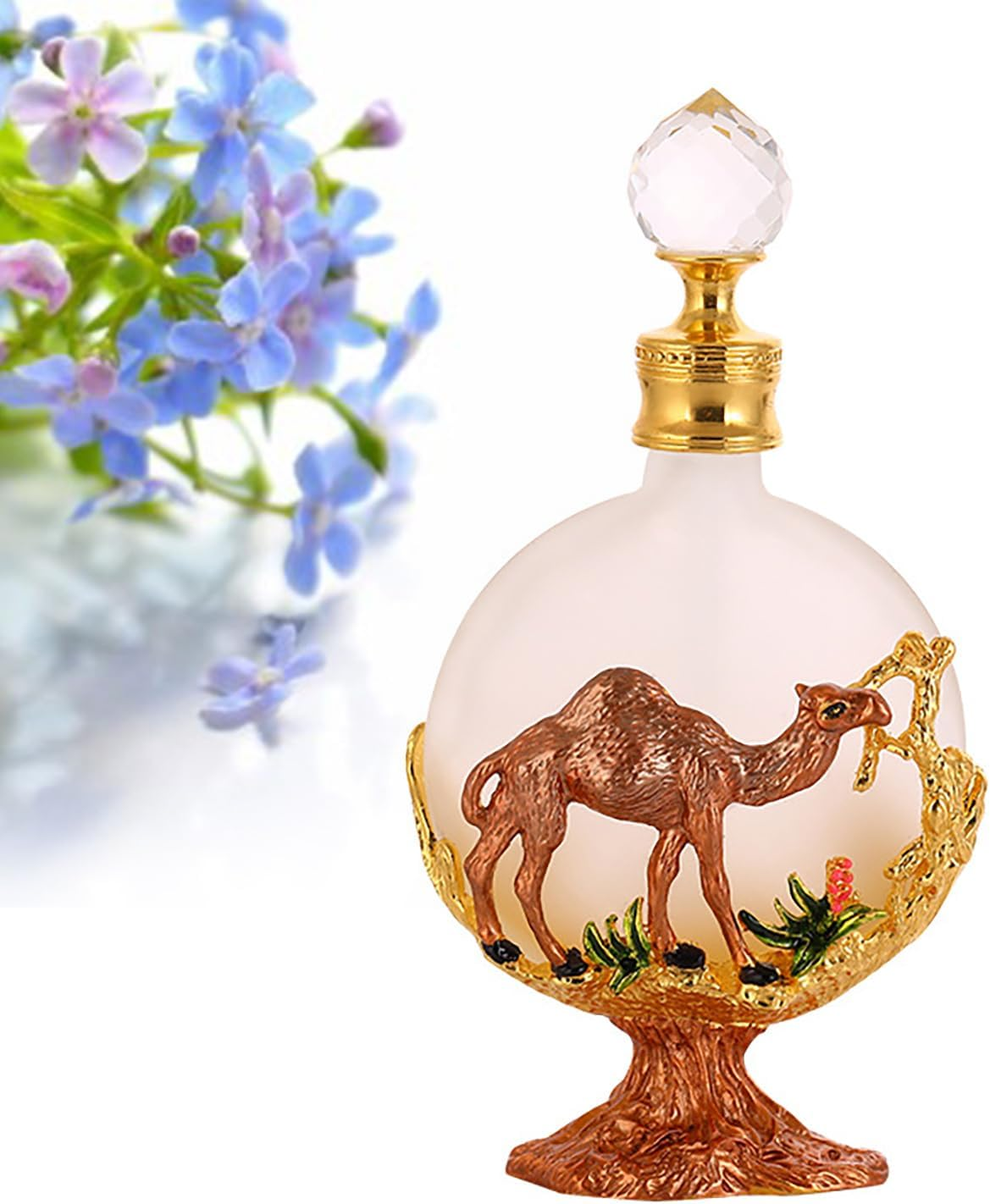 Joyeee Small Glass Perfume Empty Decorative Bottles, Sliver White Empty Refillable Sprayer Bottle, Portable Perfume Case Fragrance Empty Antique Bottle Decorative Crystal Perfume Decanter, 1 Pcs 50Ml