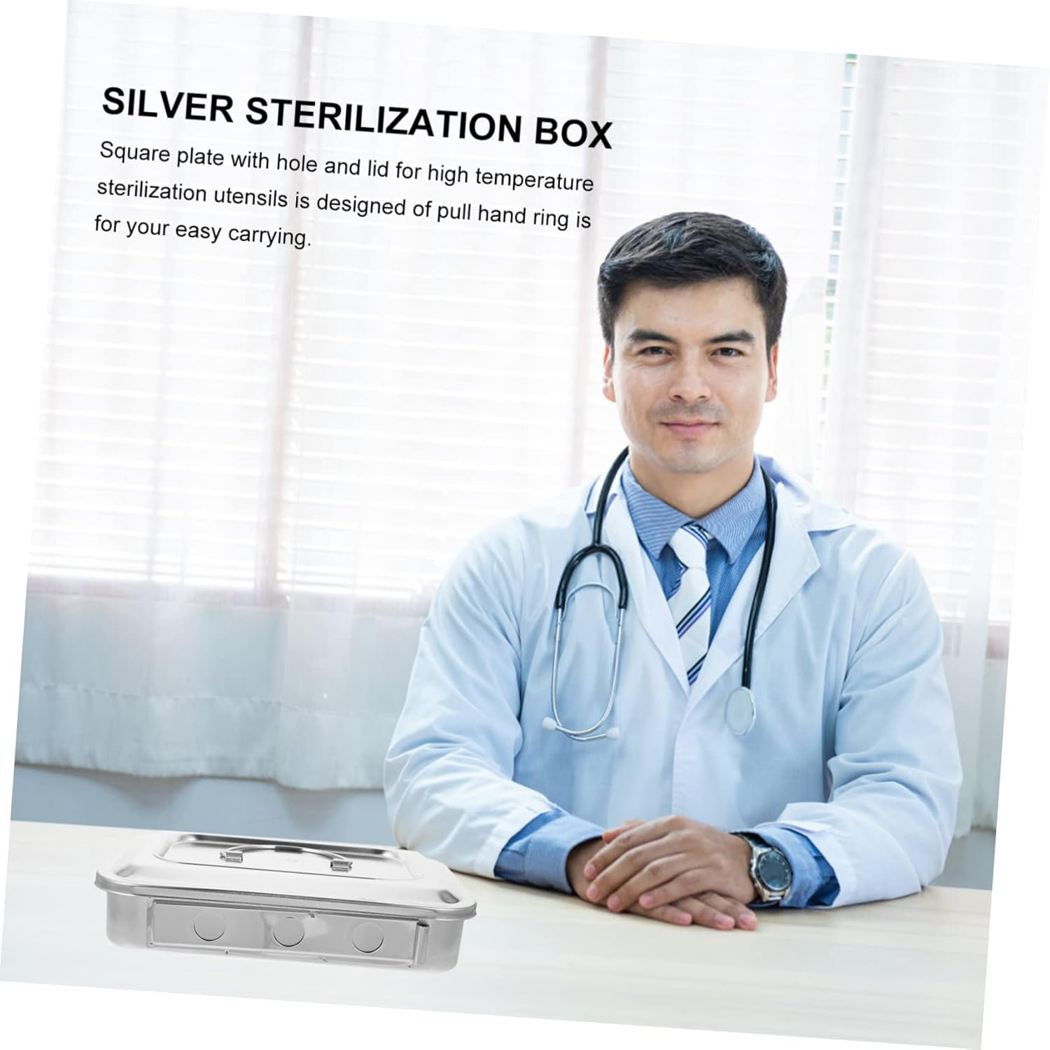 PLAFOPE Sterilization Box with Square Lid Stainless Steel Tray Compact Design High-Temperature Resistant Disinfection Tool for Makeup Tools and Instruments image number 4