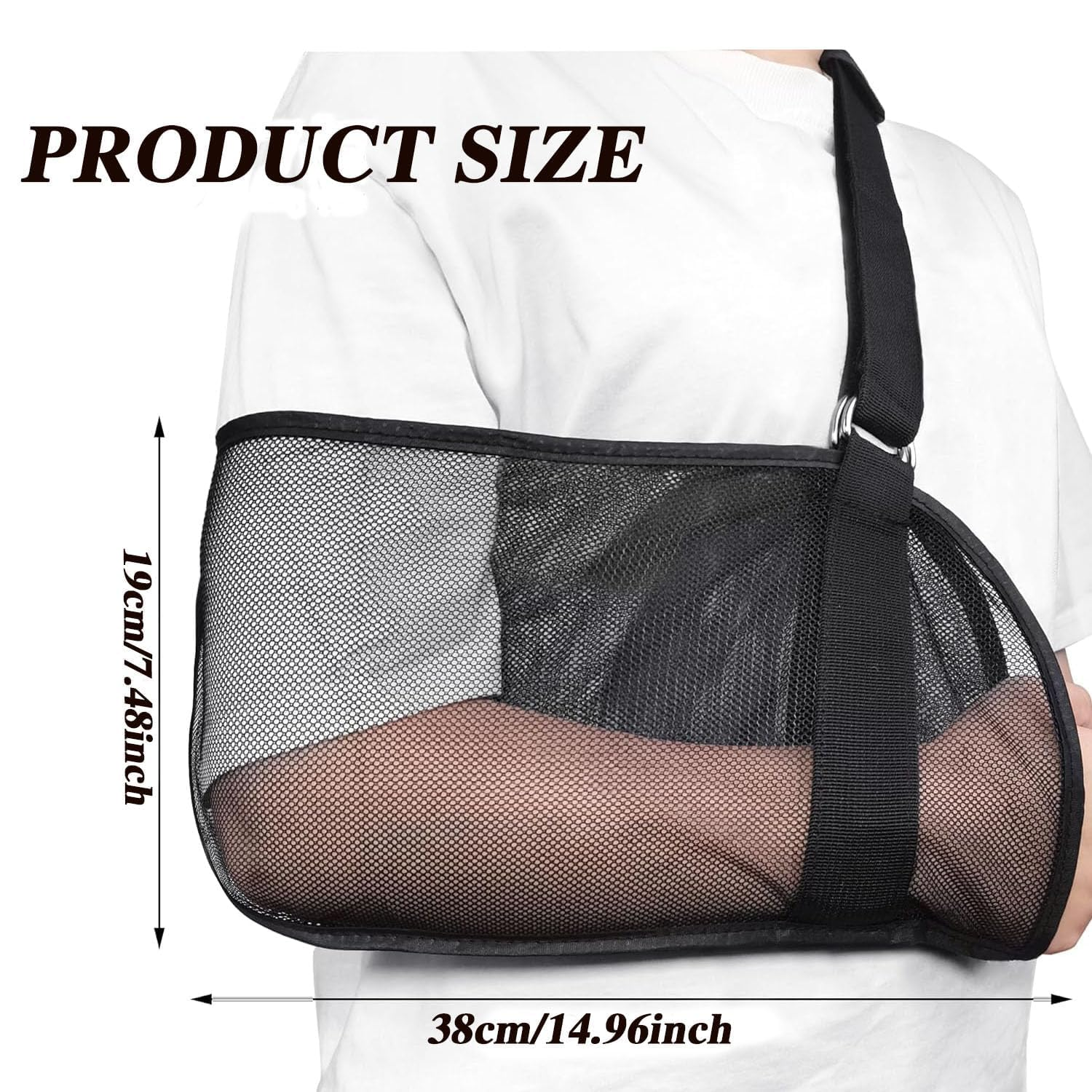 Breathable Mesh Arm Sling Support, 1Pc Shoulder Immobilizer Mesh Shoulder Sling, Adjustable Breathable Mesh Shoulder Wrist Sling, Black image number 6