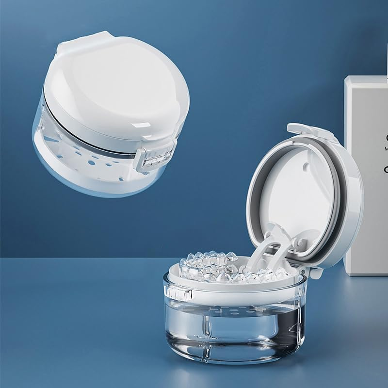 1 Pcs Automatic Rising Denture Bath Box Cup Complete Clean Care for Dentures Braces Cleaner Cup image number 2
