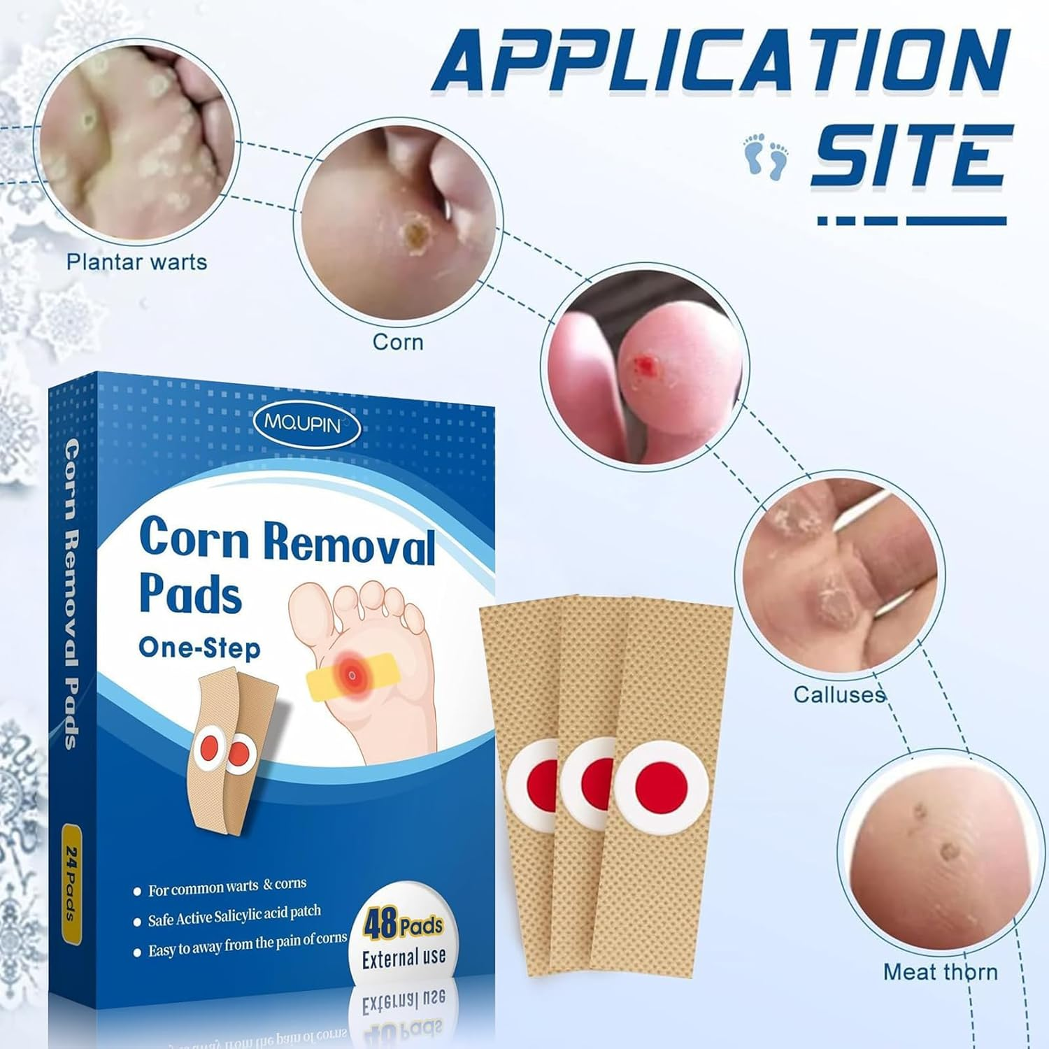 48 Count Corn Removal Pads for Feet and Toe, Corn Feet Remover for Extra Strength, Callous Remover image number 2