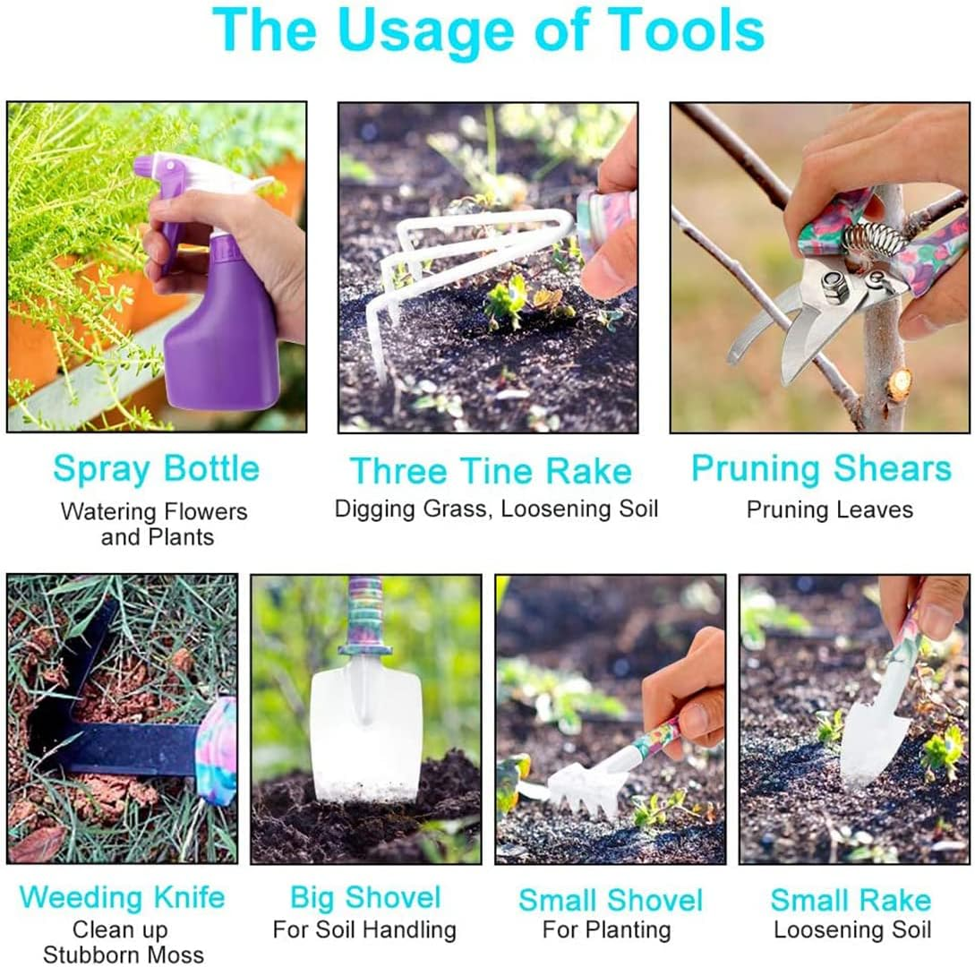 SELOOT Gardening Tools Set, 10 Piece Gardening Gifts Gardening Planting Gardening Tools Set Home Gardening Flowers Vegetables Potted Flowers Trim Loosing Planting Tools (10PCS) image number 5