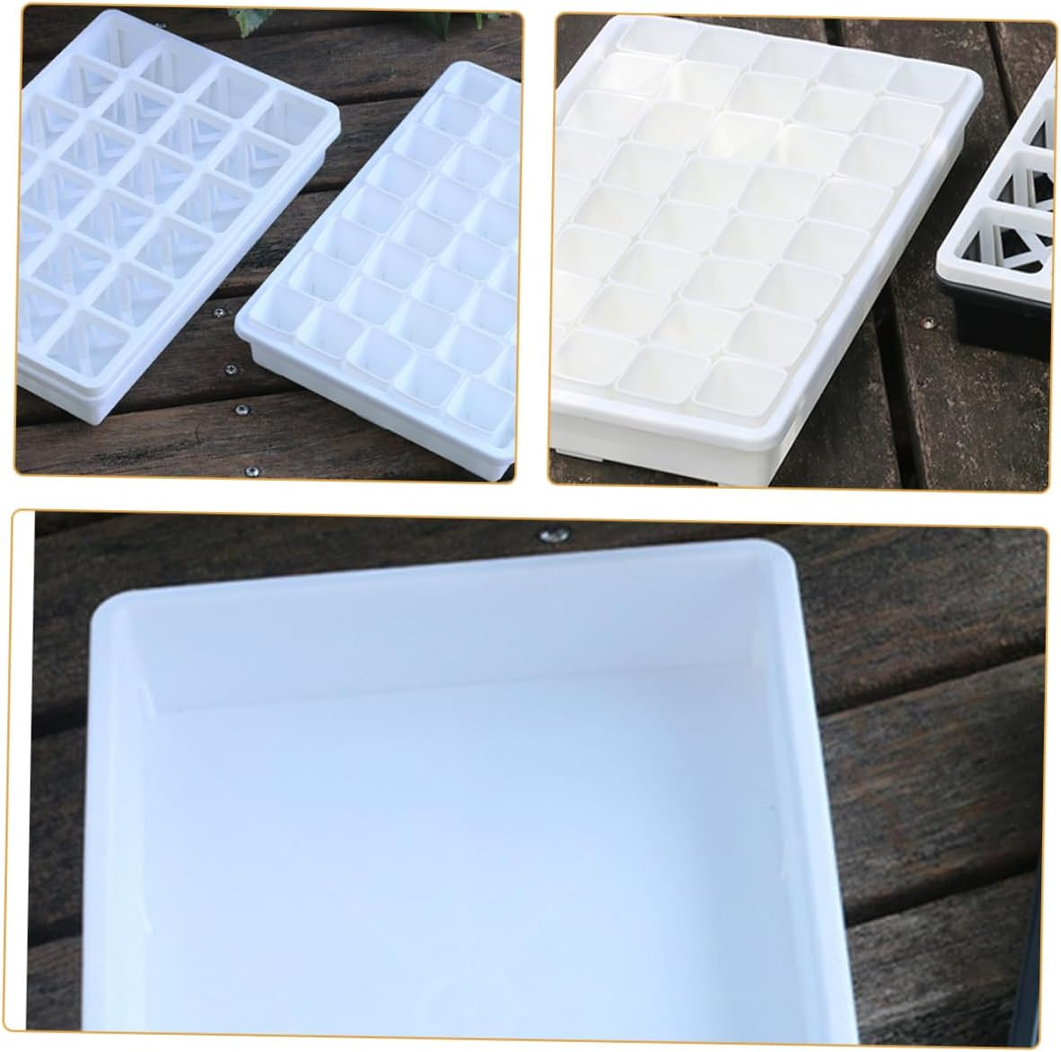 BUTIFULSIC 2Pcs Plastic Flower Pot Tray Plant Saucer Square Water Container for Indoor Outdoor Gardening Use Pots image number 3