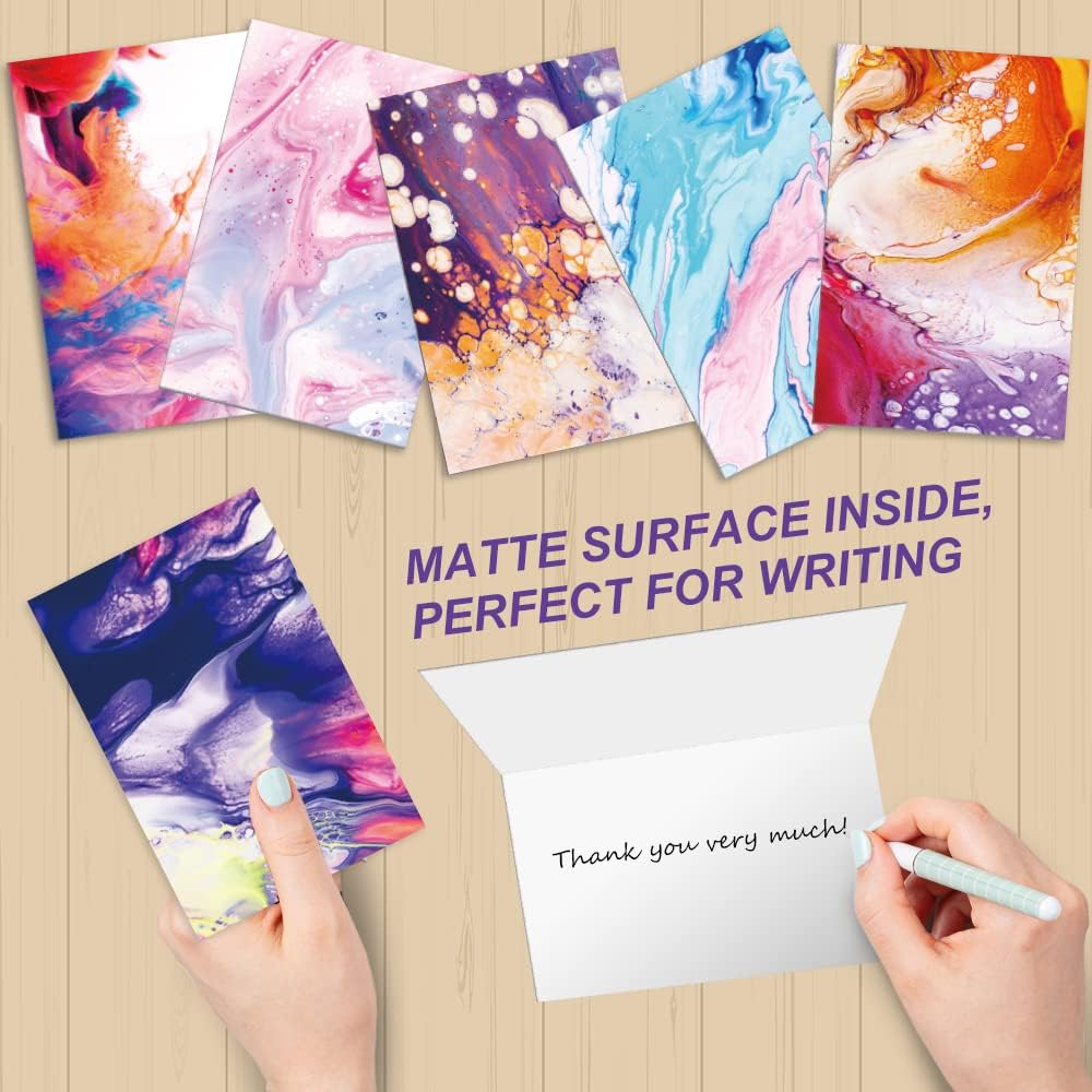 30 All Occasion Greeting Cards, Assorted Blank Note Cards, 6 Abstract Art Design, 4X6 Inches Blank Stationary Thank You Cards with Envelopes Set image number 3