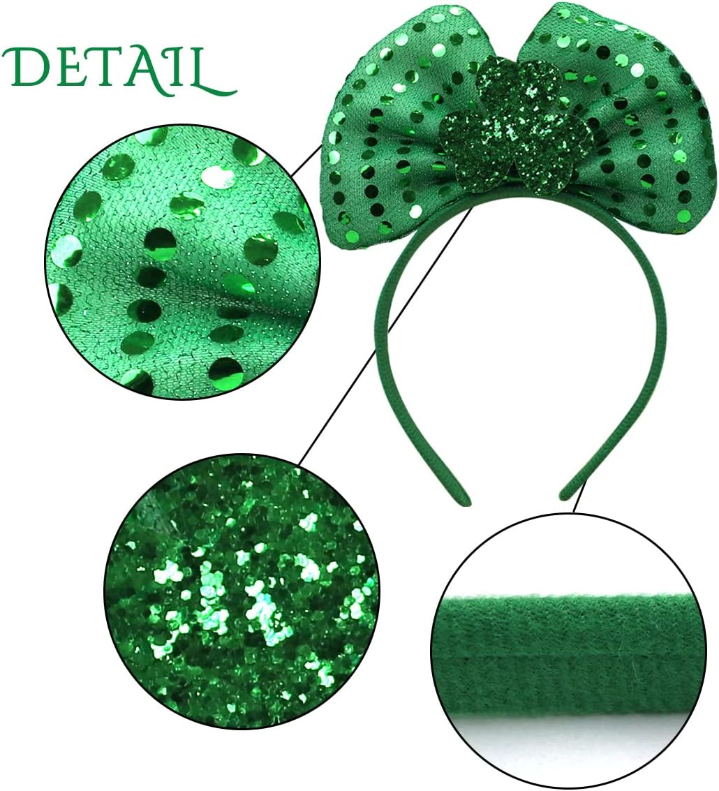 TOOBIT St Patrick'S Day Headband Green Shamrock Hair Bands Ireland Lucky Headband for Women Parade Costume Party Accessories image number 6