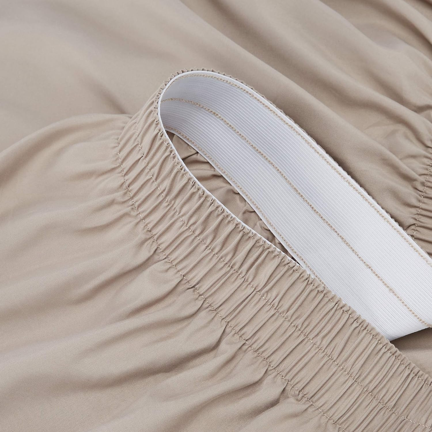 Amazon Basics Lightweight Elegantly Styled Ruffled Bed Skirt, Three Sided Wrap around with Easy Fit Elastic, 40.64CM Drop-Full/Queen, Taupe image number 2