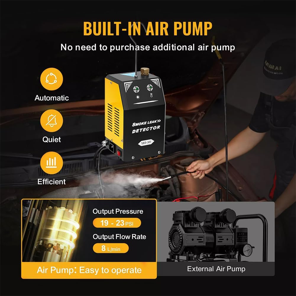 Automotive Smoke Machine, 12V Smoke Machine Leak Detector for Cars, EVAP Car Leak Tester with Built-In Air Pump for Vehicles/Motorcycles/Atv/Boats image number 1