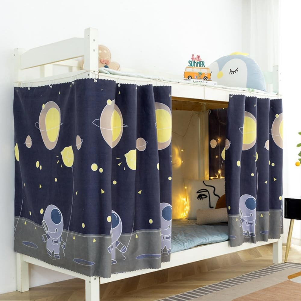 Thicken Bunk Bed Curtain Home Bunk Bed Blackout Underbed Cloth Privacy Curtains Dorm Bed Single Twin Bottom Curtains Loft Bed Canopy Tent Curtain Shading Drapes for Dorm College Home 2 Panels - Thicken Space 2 Panels image number 2