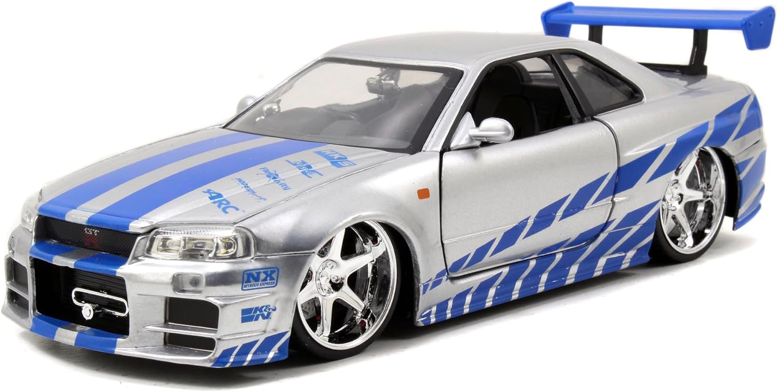 Jada Metal Fast and Furious 1 Diecast Nissan Gt R R34 Vehicle, Pack of 1, Silver