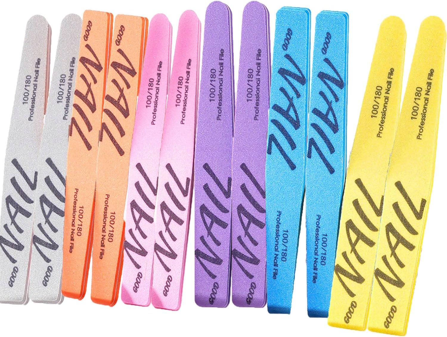 12 Pcs Nail Special Professional Sponge Files,Double Sided 100/180 Grits Sanding Buffing Files,Colorful Sponge Nail File and Buffers for Nail Art,Professional Manicure Nail Tools 6 Colors