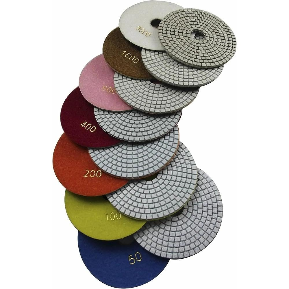5-Inch Wet Polishing Pads for Granite, Marble, Stone, Travertine, and Terrazzo &ndash; Set of 7, Includes Various Grit Levels &ndash; CRFY image number 4