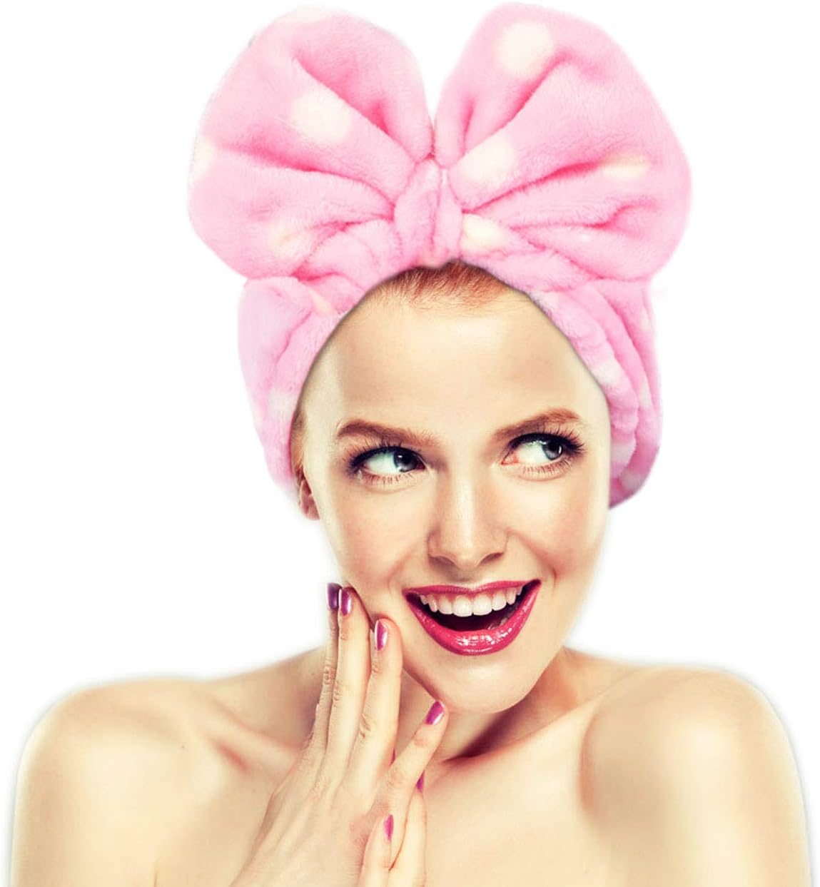 Hairizone 2 Pack Makeup Headbands for Washing Face Shower Spa, Soft and Cute Big Bow Hair Bands for Women and Girls (Light Blue/Roseo)