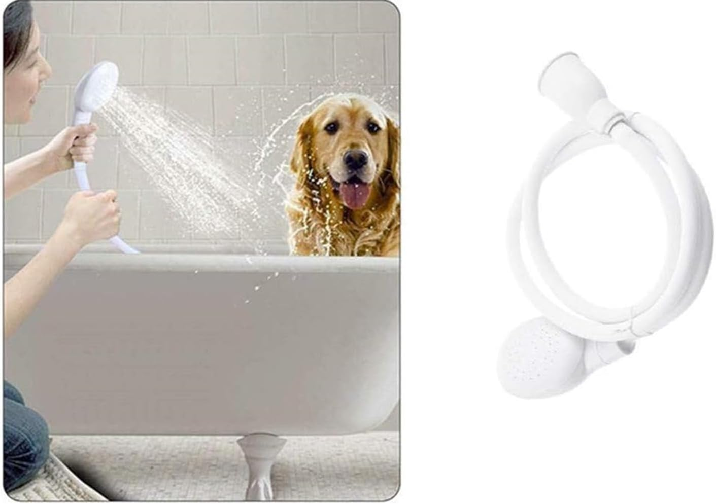 Portable Rubber Hose Spray, Pet Shower Head Single Tap Shower Head Spray Hose Bathtub Sink Spray Head Washing Indoor (White, 1.3 Meters) image number 6