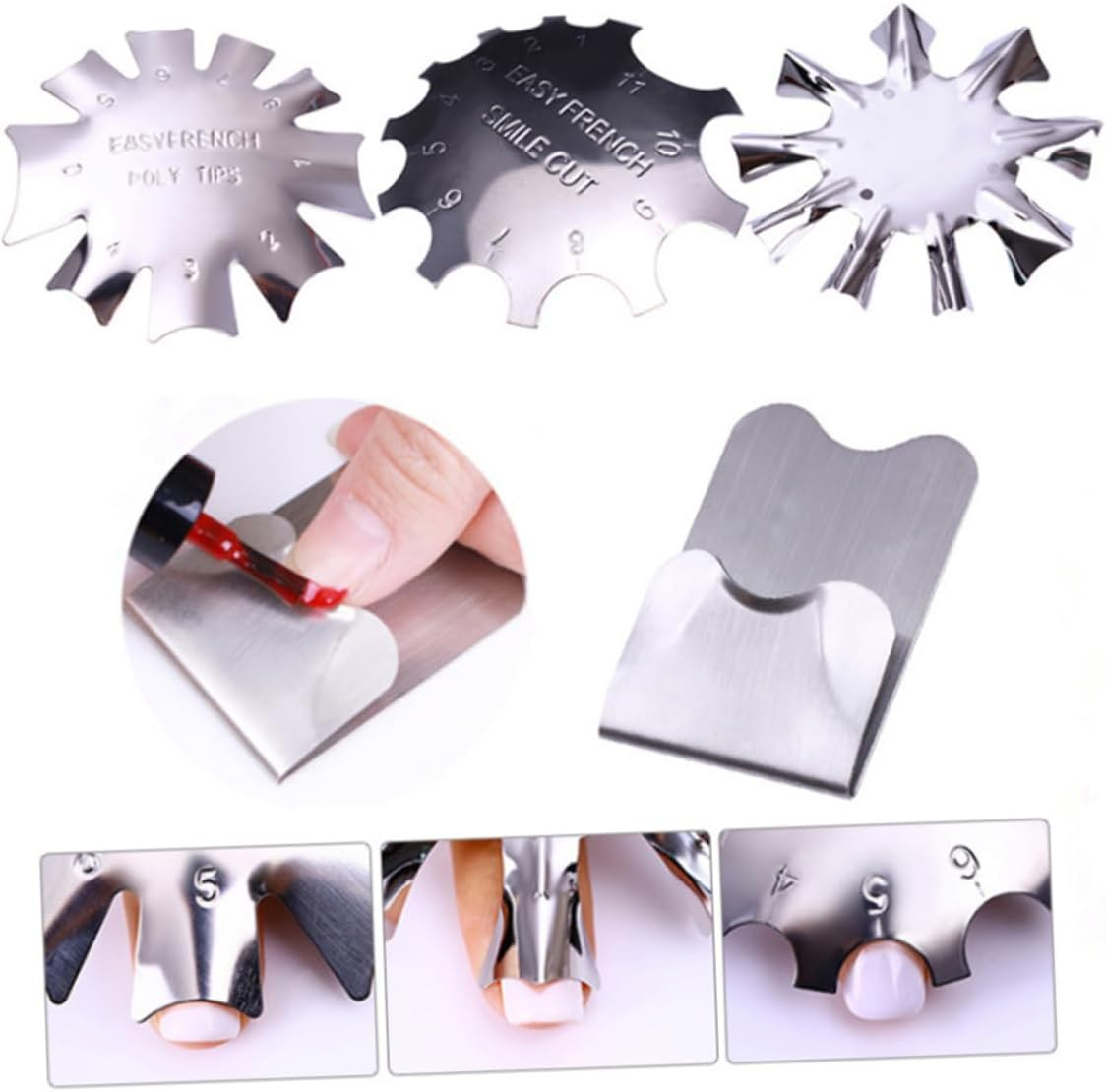 Healvian 4Pcs Nail Art Stencil Plates Stainless Steel Nail Templates for Women Girls image number 3