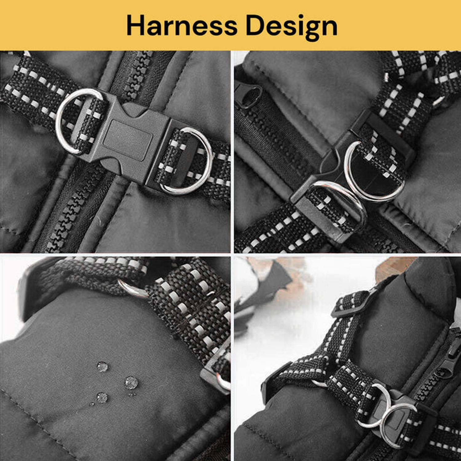 EZONEDEAL Dog Jacket with Harness, Waterproof Winter Dog Coat for Small Medium Large Dogs, Warm Dog Coat for Chihuahua Teddy Labrador French Bulldog (RED, L) image number 1