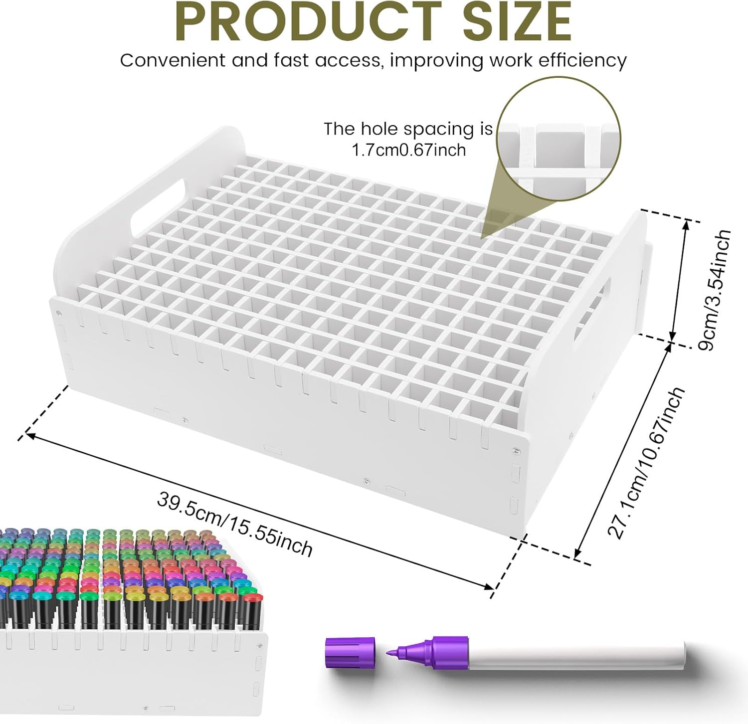 Marker Organizer,204 Holes Marker Storage Organizer,Compact Marker Pen Organizer Holder,Colored Pencils Rack,Craft Art Supply Storage for Home,Classroom,Office image number 5