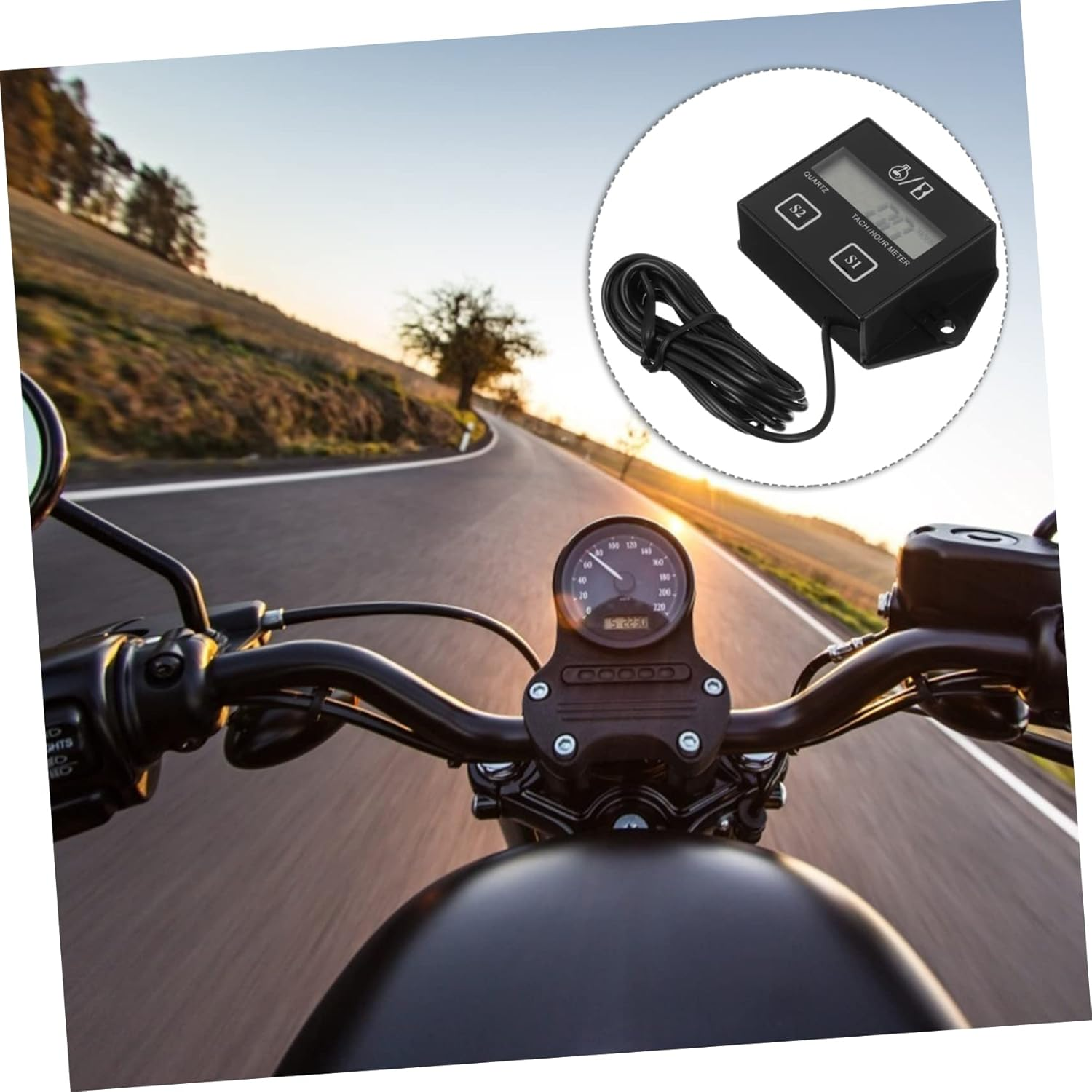 GRIRIW Digital Hour Meter Tachometer for Motorbike Inductive Engine Timer Waterproof Motorcycle Accessory Suitable for Atv and Boat image number 3