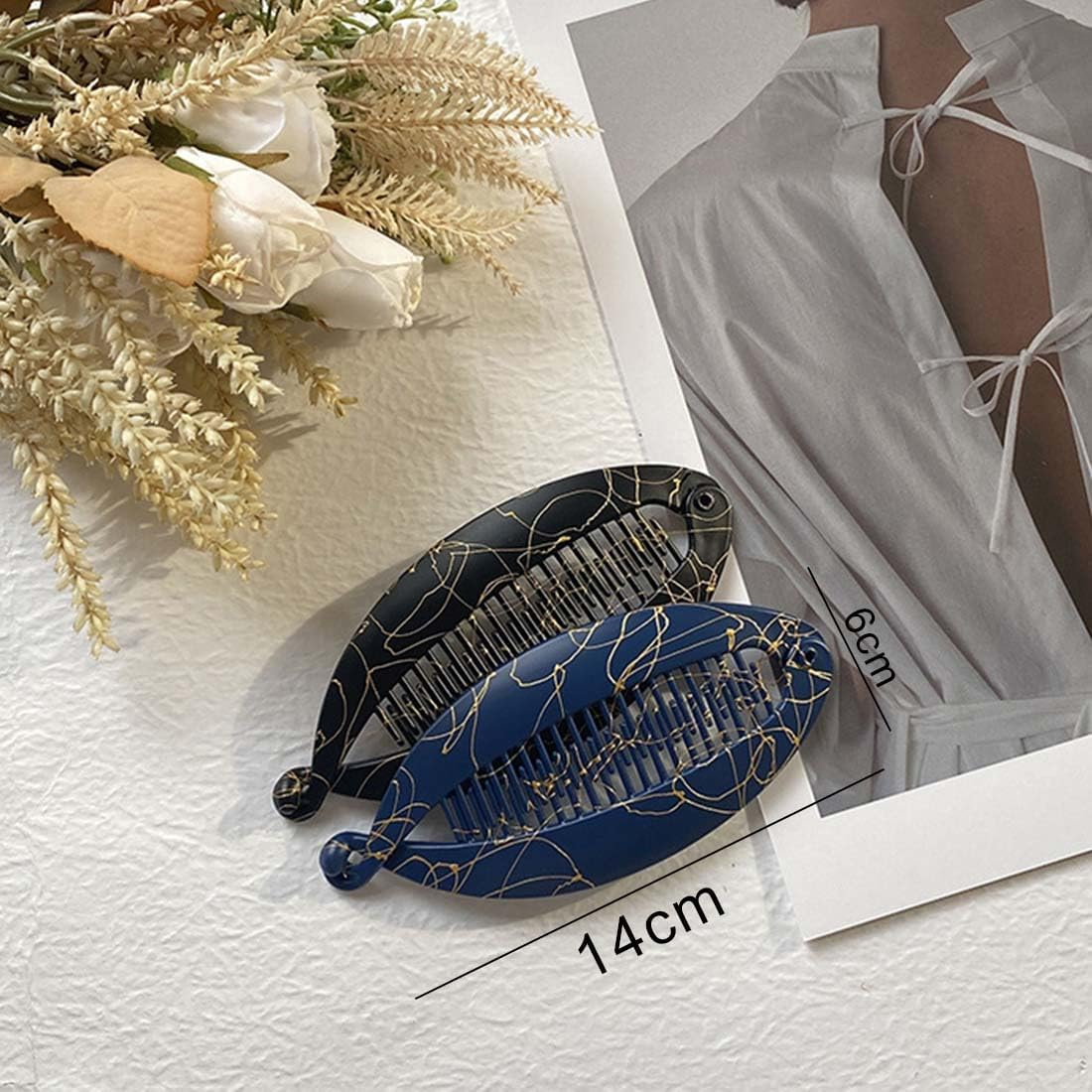 XUZOPIM Pack of 3 Banana Clips Vintage Fishtail Hair Clips Banana Hair Clips Flexible Hair Clips for Thick Hair Ideal for Ponytail and Updo Hairstyles for Women Long Curly and Straight Hair image number 5