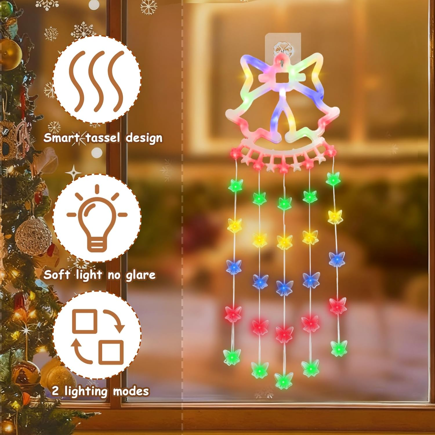 Christmas Lights Window Indoor Christmas Lights Christmas Bell Ladder Fairy Lights Fairy Lights Christmas Illuminated Christmas Decoration for Windows Garden image number 1