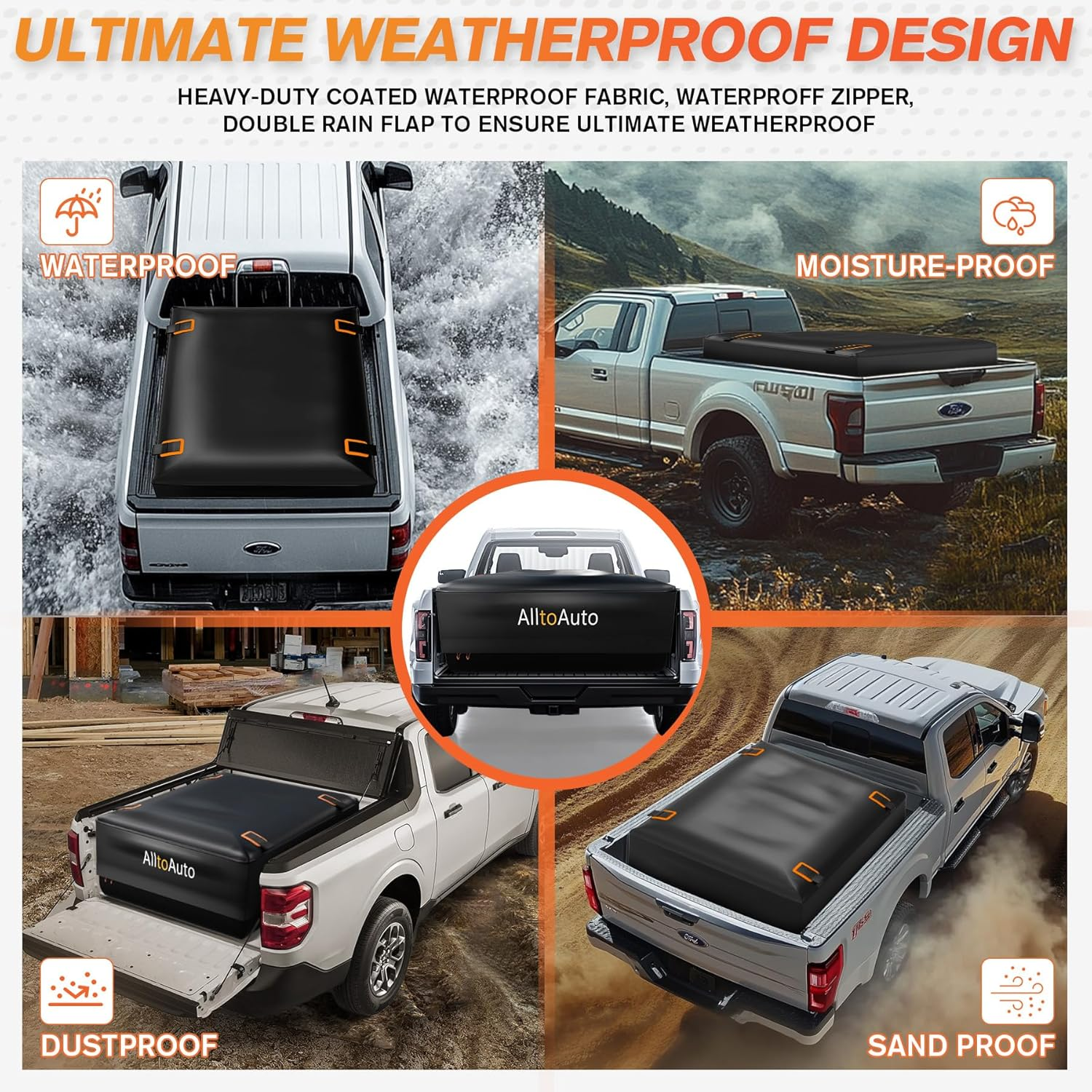 Truck Bed Cargo Bag with Cargo Net, 100% Waterproof 600D Heavy Duty, Fits Any Truck Size（51''X40''X22'' ） 26 Cubic Feet, Simple and Convenient for Installation&hellip;