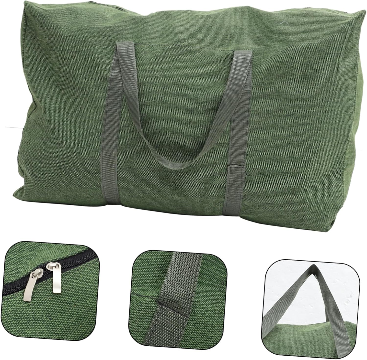 WHAMVOX Large Capacity Canvas Duffel Bag with Handle, Olive Green Travel Weekender Bag for Luggage Storage and Carrying Clothes, Thickened Military-Style, Suitable for Travel and Moving Random Color image number 5