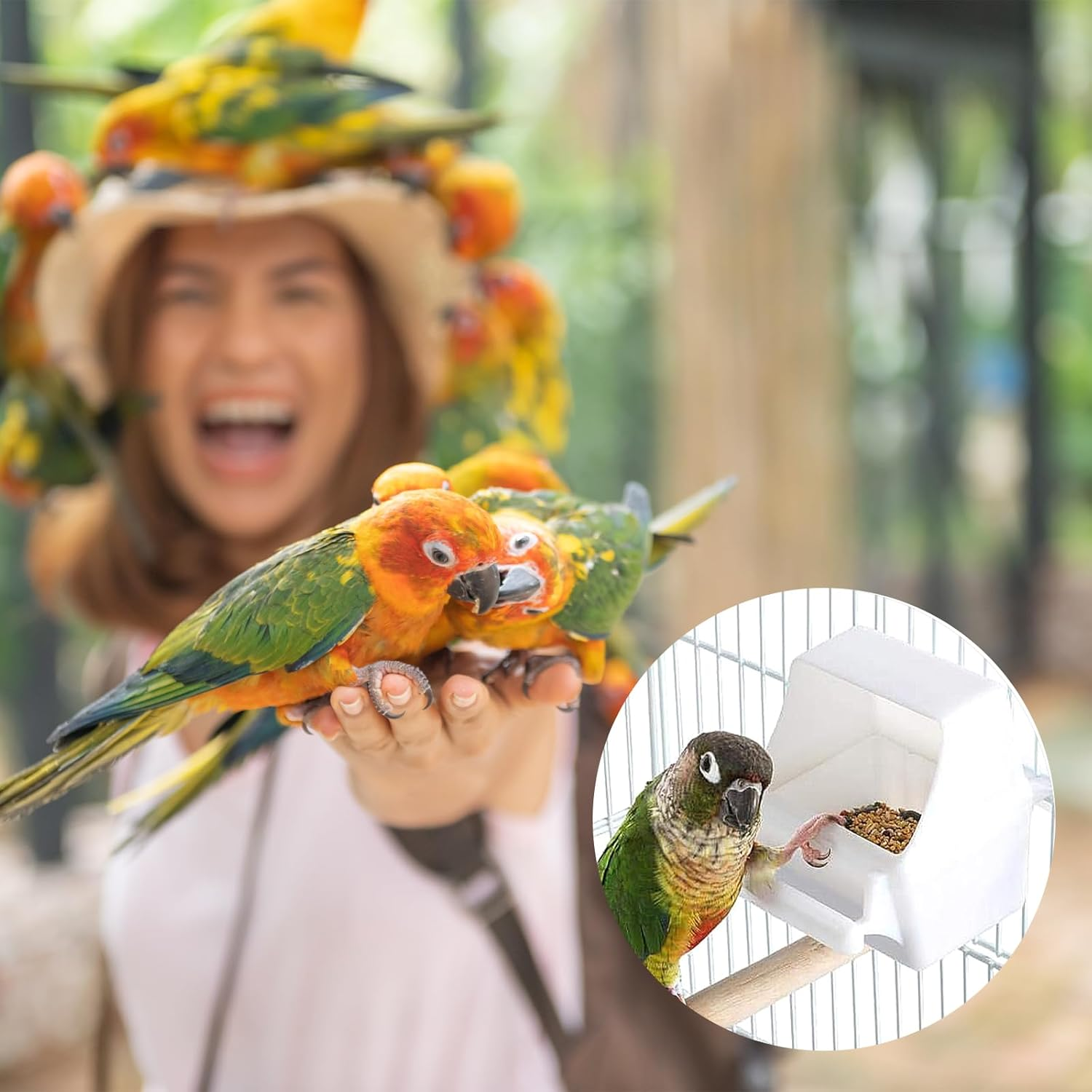 2 Pcs Small Bird Slot Feeder Bird Feeders for Cage No Mess Hanging Food Feeder Cup for Cage Plastic Food and Water Dispenser Bowl Cage Cups Slot Replacement Feeder Bowls