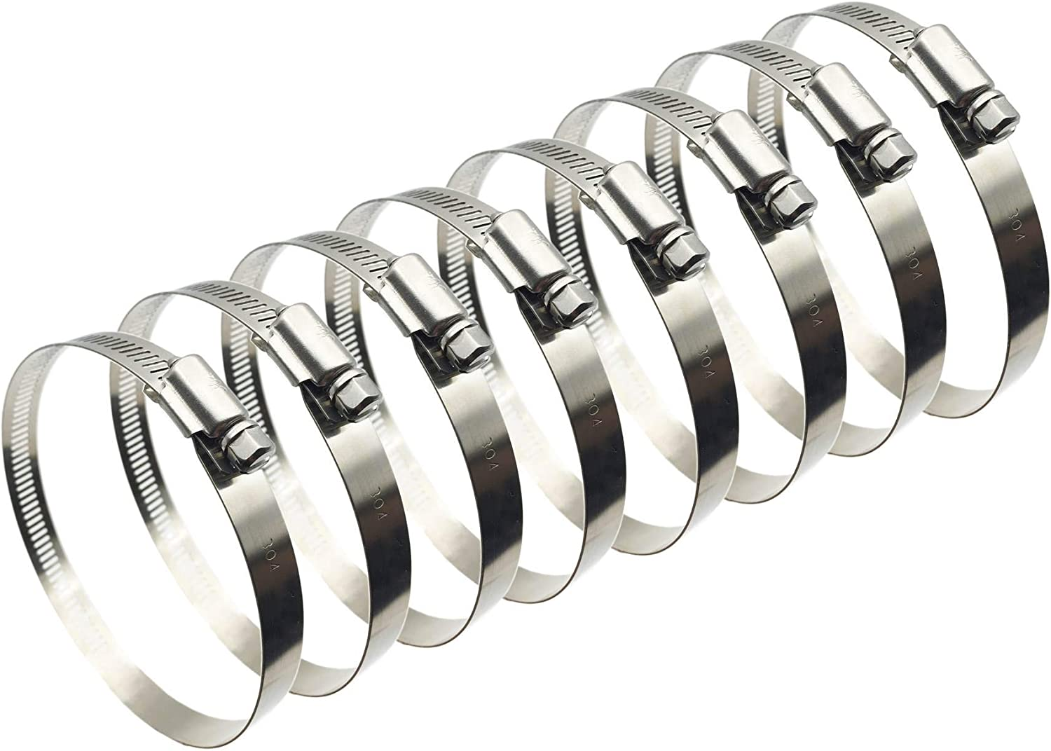 8Pcs 3" Adjustable 304 Stainless Steel Duct Clamps Hose Clamp Pipe Clamp Air Ducting Clamp Worm Drive Hose Clamps (65Mm-89Mm) image number 1