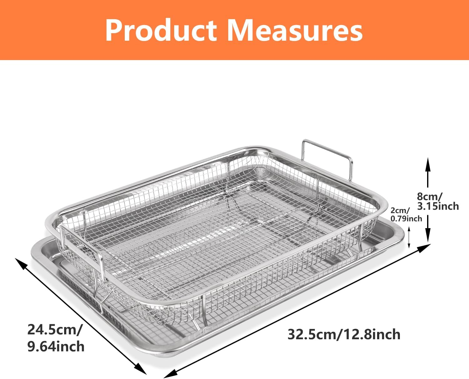 SZMDLX Crisping Basket & Tray Set for Oven, Air Fryer Crispy Basket, Tray & Grease Catcher, Oven Baking Tray with Mesh Crisping Grill Basket, Non-Stick & Healthy Cooking, 32.5 * 24.5 * 8Cm image number 5