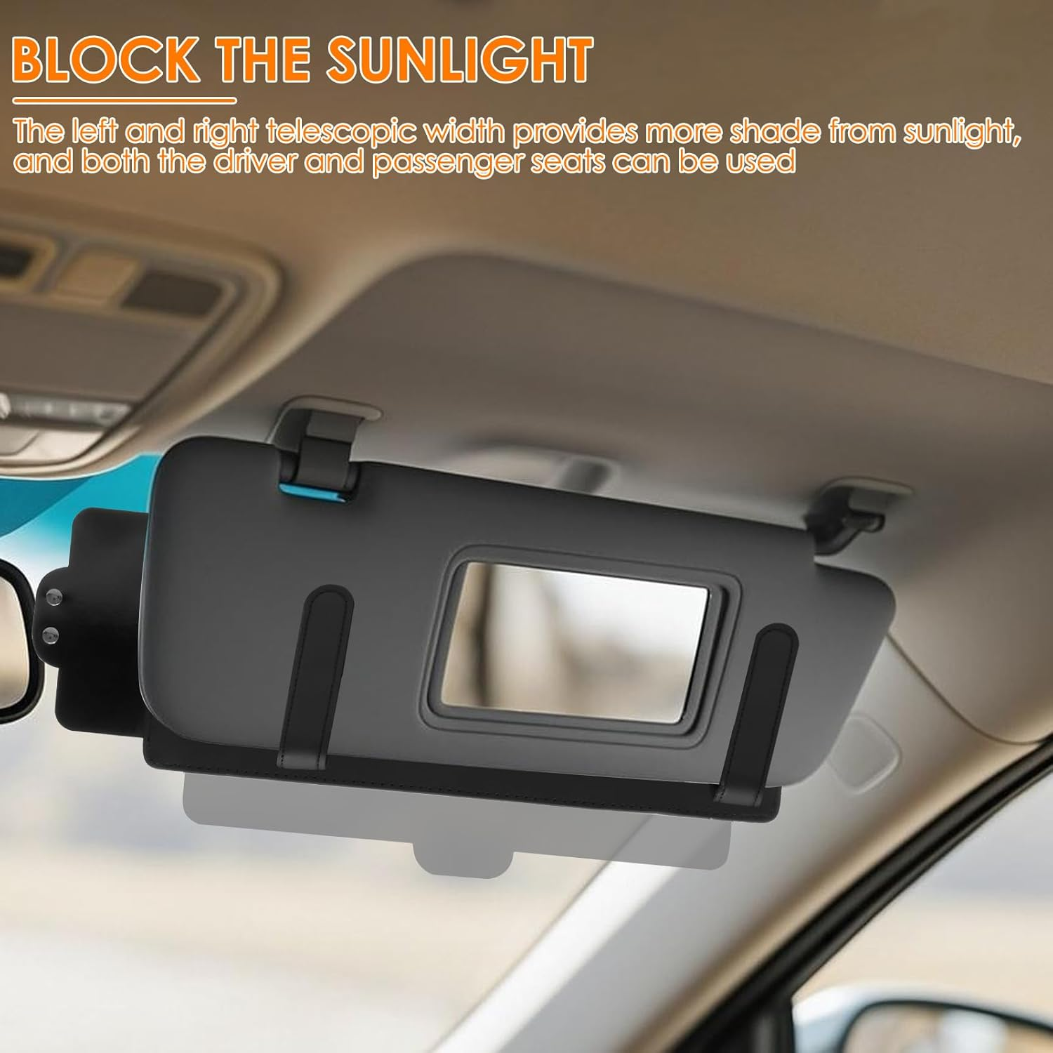 Car Visor Sunshade Extender, anti Glare Adjustable Sun Visor Extender for Car, Window Shade Universal Beautiful and Practical Car Visor Extension Sun Blocker for Automotive (Black) - Black image number 3