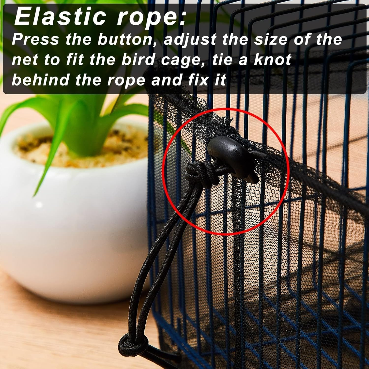 Adjustable Bird Cage Net Cover Birdcage Seed Feather Catcher Soft Skirt Guard Birdcage Nylon Mesh Netting for Parrot Parakeet Macaw round Square Cages (Black, 118 X 15 Inch/ 300 X 37 Cm)