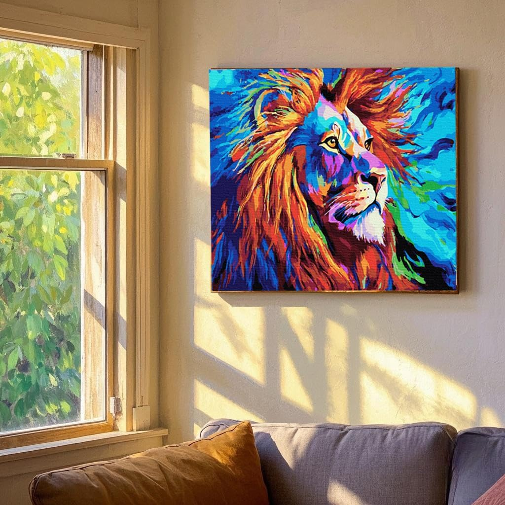 Paint by Numbers Kit for Kids, Adults Paint by Number Lion Kits on Canvas Kids Painting by Number Kit for Home Decor Painting, Color Lion 16X20Inch image number 5