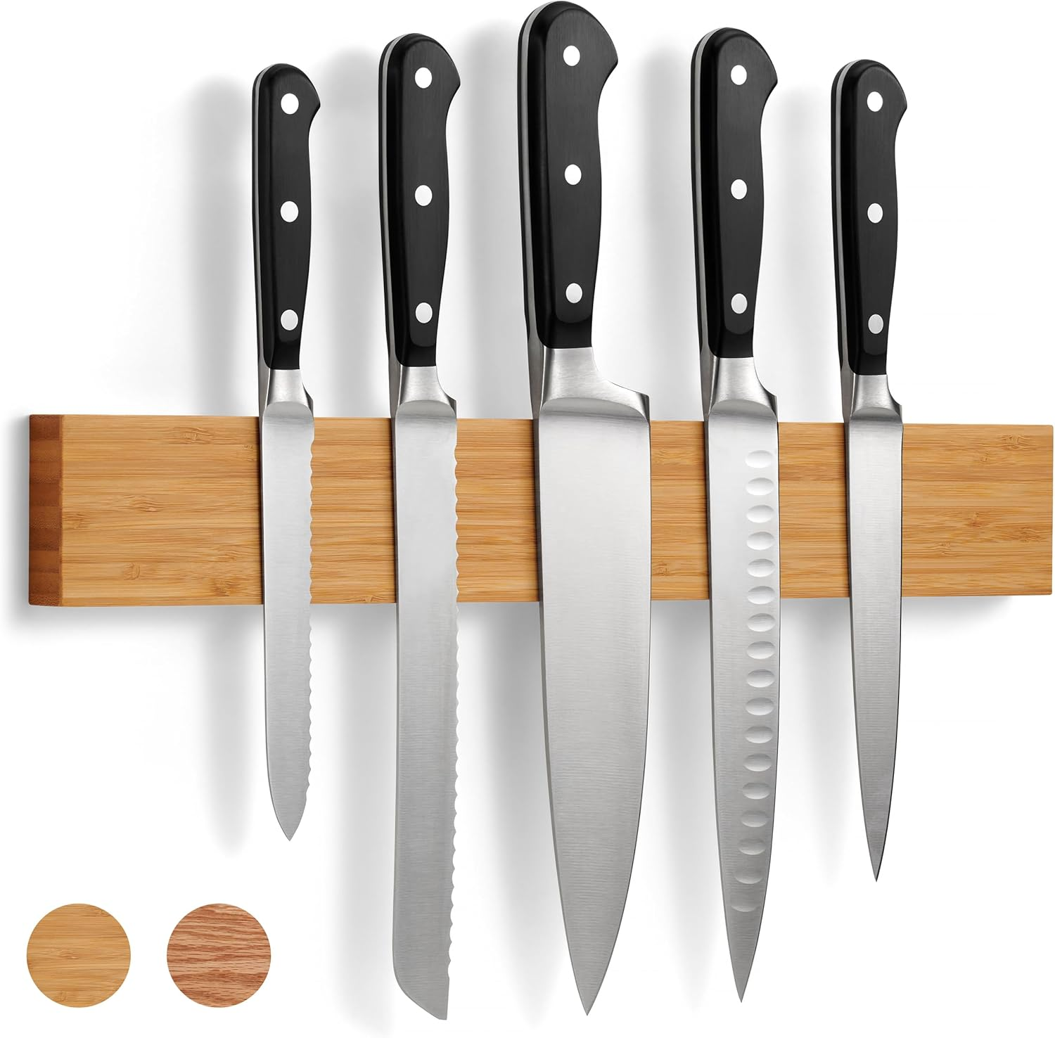 LARHN Magnetic Bamboo Knife with Extra Strong Magnet - 40 Cm - Knife Holder Magnetic Wood for Utensils and Tools