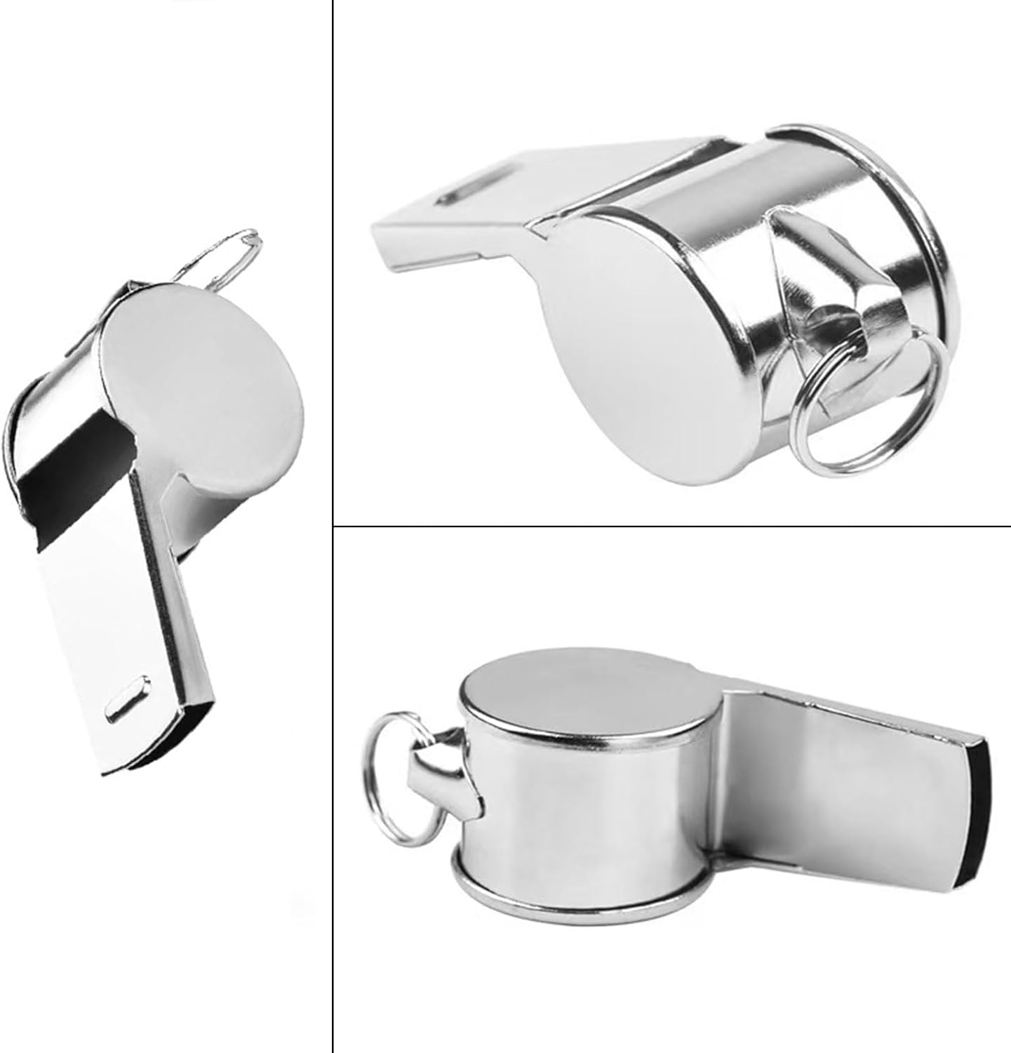 RIBHNXHI Whistle Metal Sports Whistle with Lanyard Loud Crisp Sound for Coaches Referees Teachers Police Emergency Training 6 Pack Stainless Steel image number 4