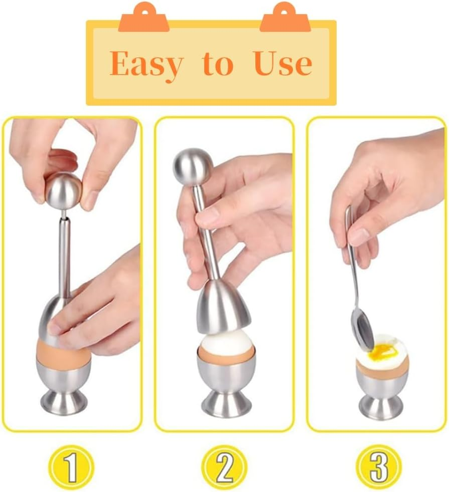 Stainless Steel Egg Cutter, Egg Topper Egg Cracker Easy Egg Opener Opener Cracker Tool Metal Egg Scissors for Soft Hard Boiled Egg Open Creative Kitchen Tools image number 1