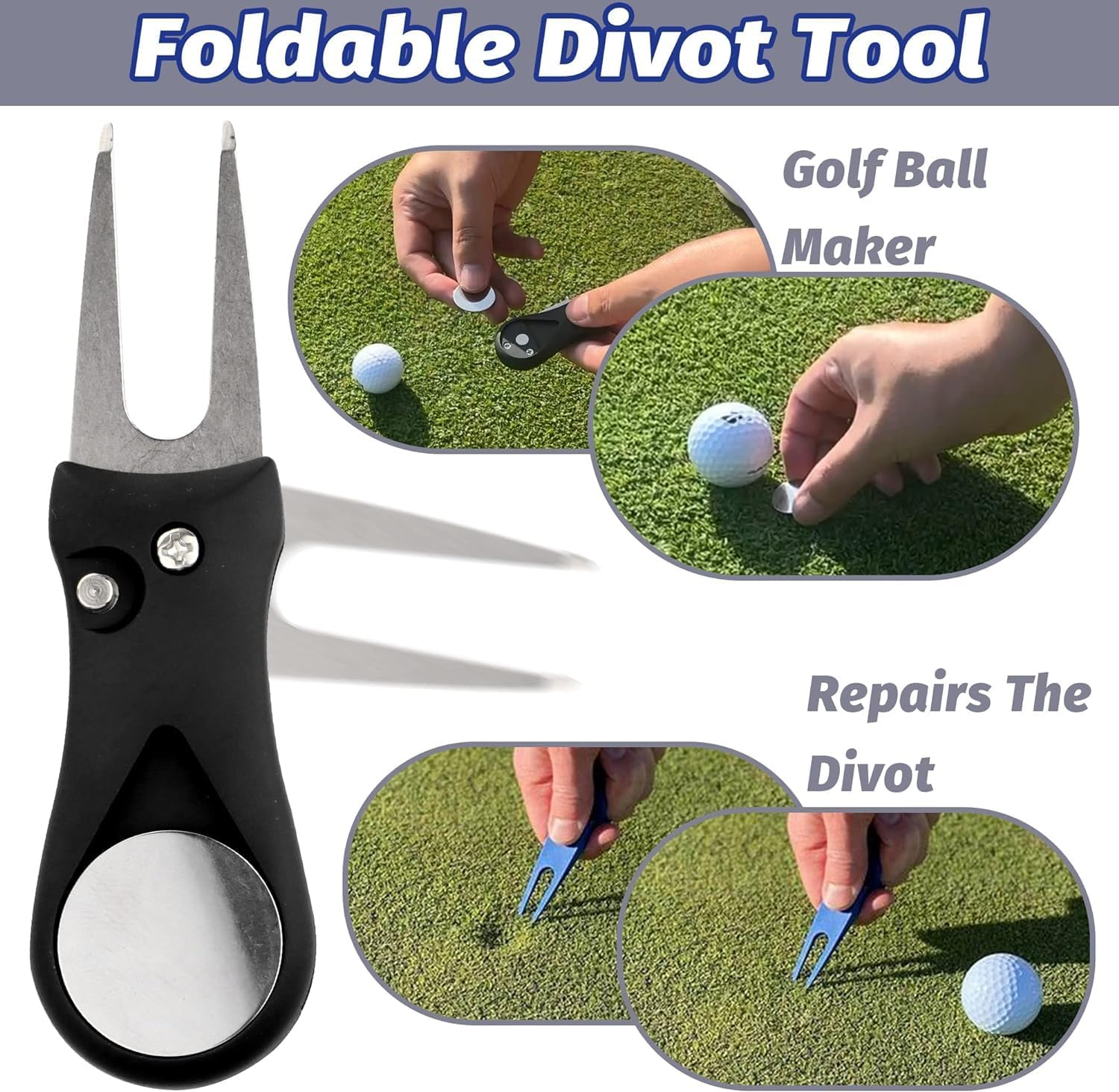 Golf Accessories Kit, Golf Club Cleaning Kit - Microfiber Waffle Pattern Golf Towel with Clip, Golf Club Brush Groove Cleaner & Clip, Golf Divot Tool with Marker - Golf Accessories image number 6