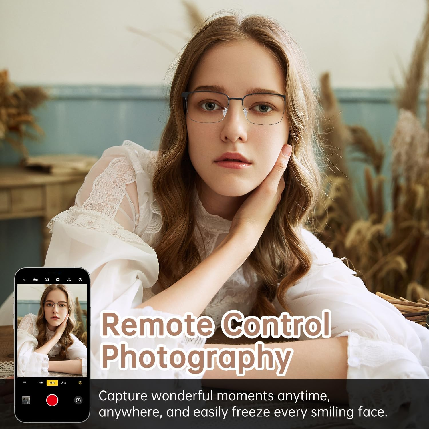 Bluetooth Audio Smart Glasses,Clear Blue Light Glasses for Women Men, Remote Shooting,Open Ear Sound Mic & Speakers, Magnetic Charging,Color-Changing Polarized Sunglasses Lenses,Voice Assistant（Gs06S) image number 5