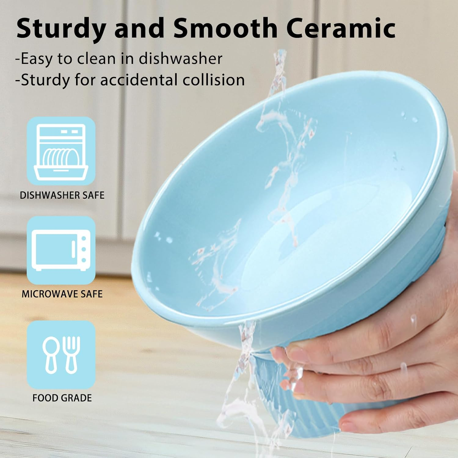 Elevated Cat Bowl, Ceramic Tilted Cat Food Bowl, anti Vomiting, Stress Free on Neck and Spine, Spill-Proof, Anti-Tipping, Dishwasher Safe, Raised Cat Bowls for Indoor Cats, Dry/Wet Food, Blue image number 5